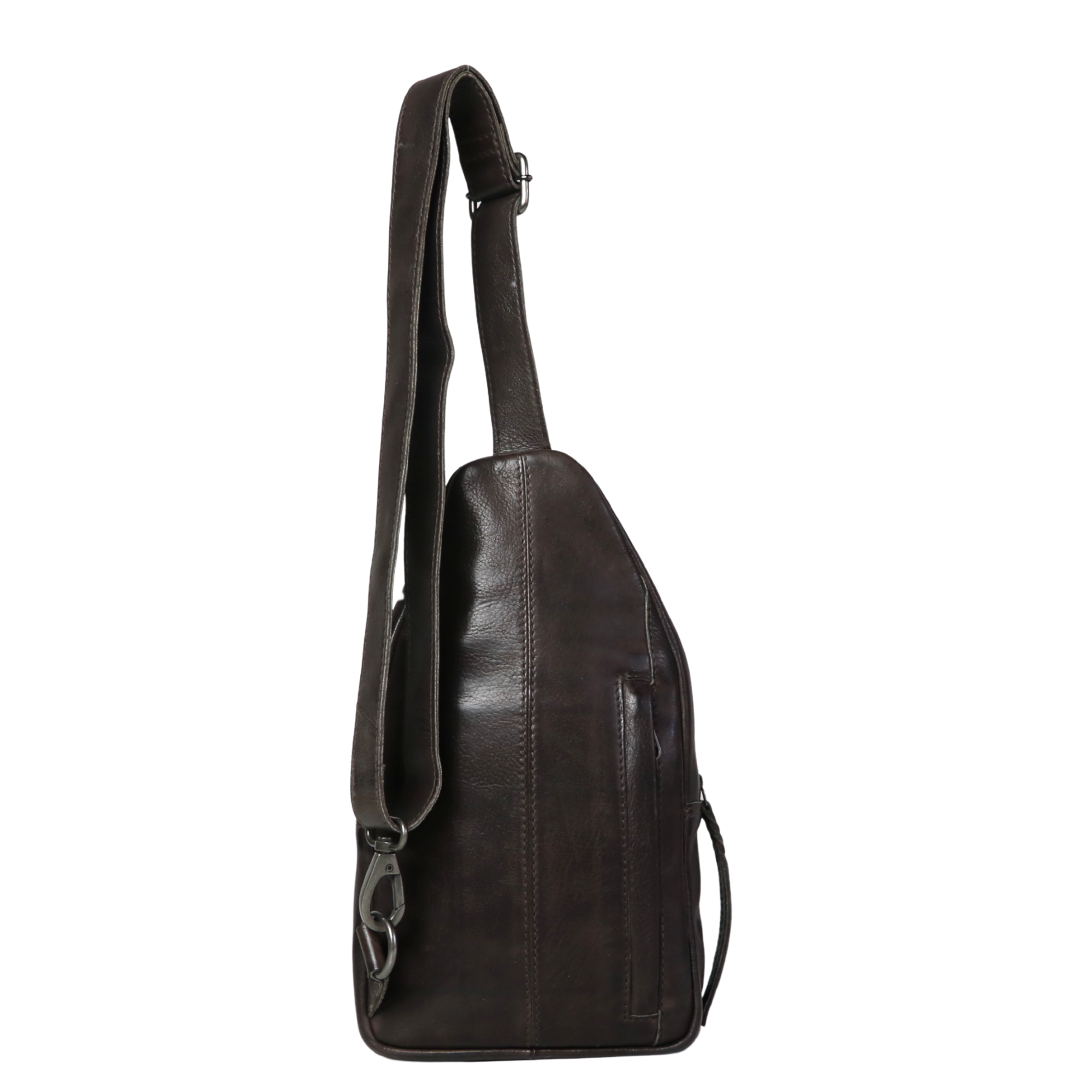 #232 Gray Laced Leather Concealed Carry and RFID Sling Bag