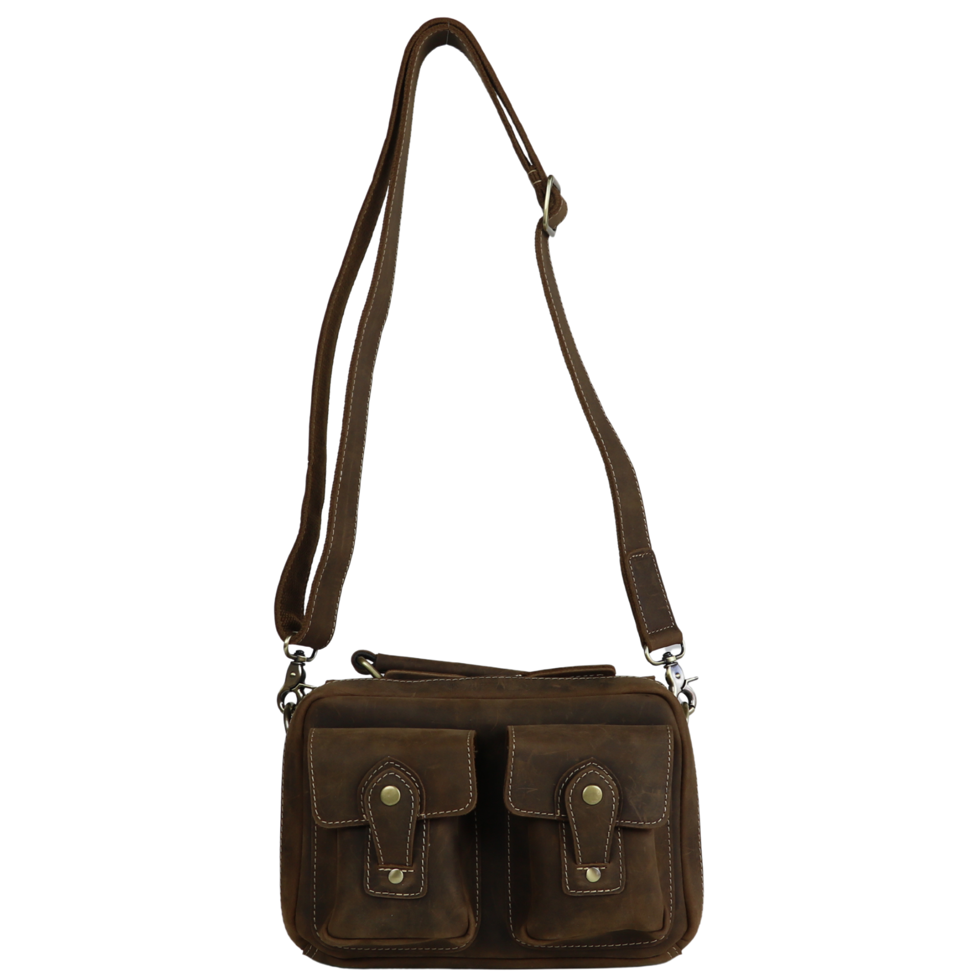 #206 Unisex Distressed Leather Satchel - No Concealment