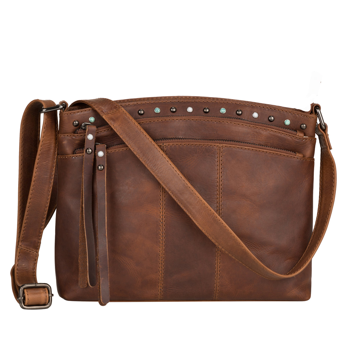 Concealed Carry Brynn Arched Leather Crossbody - Lady Conceal - Concealed Carry Purse - conceal and carry purse for women - tactical pistol bag - Locking Conceal and Carry Purse with Universal Holster for Handguns - Unique Hide Crossbody Gun and Pistol Bag