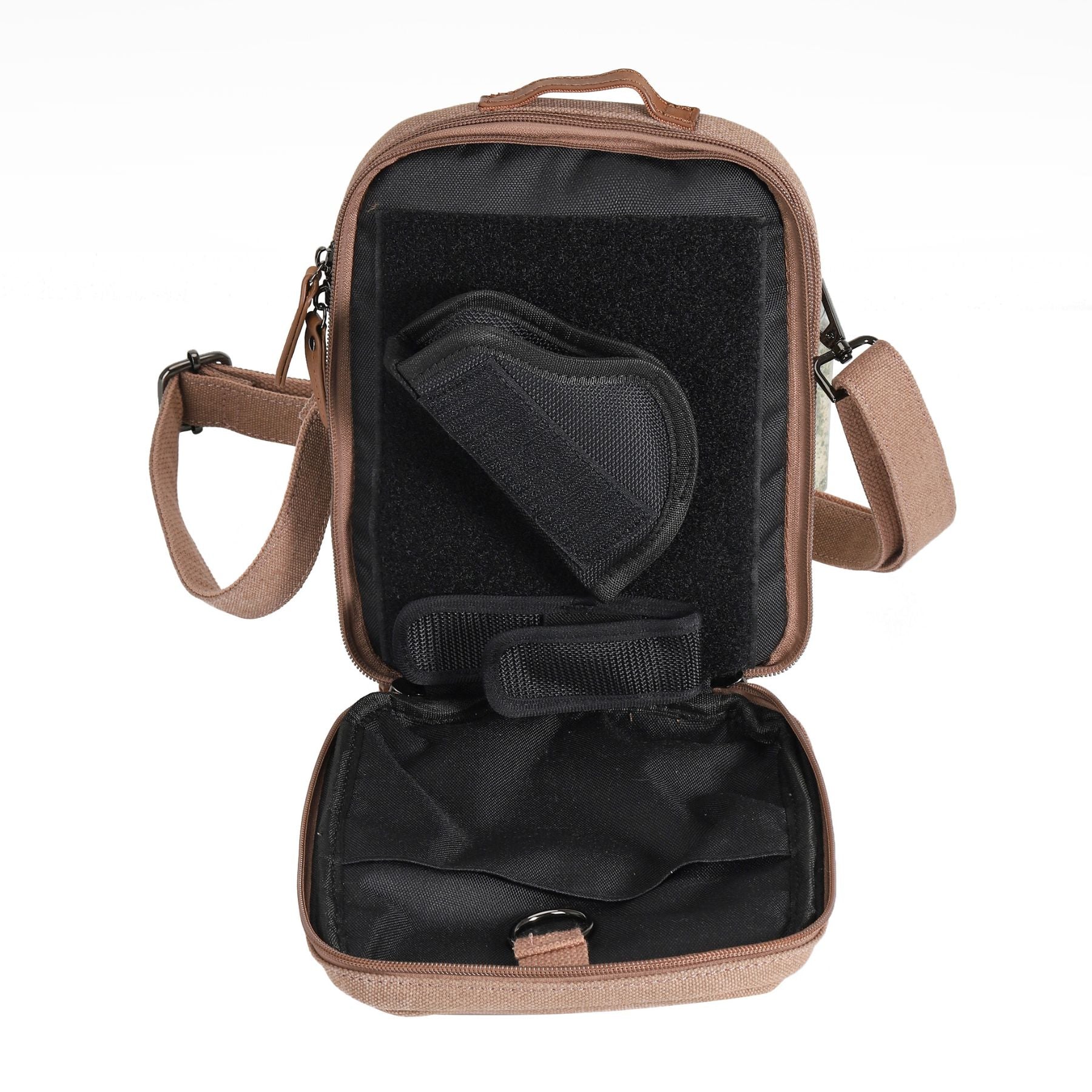 Concealed carry sling for men and women, Jax canvas crossbody with durable zippers and key holder