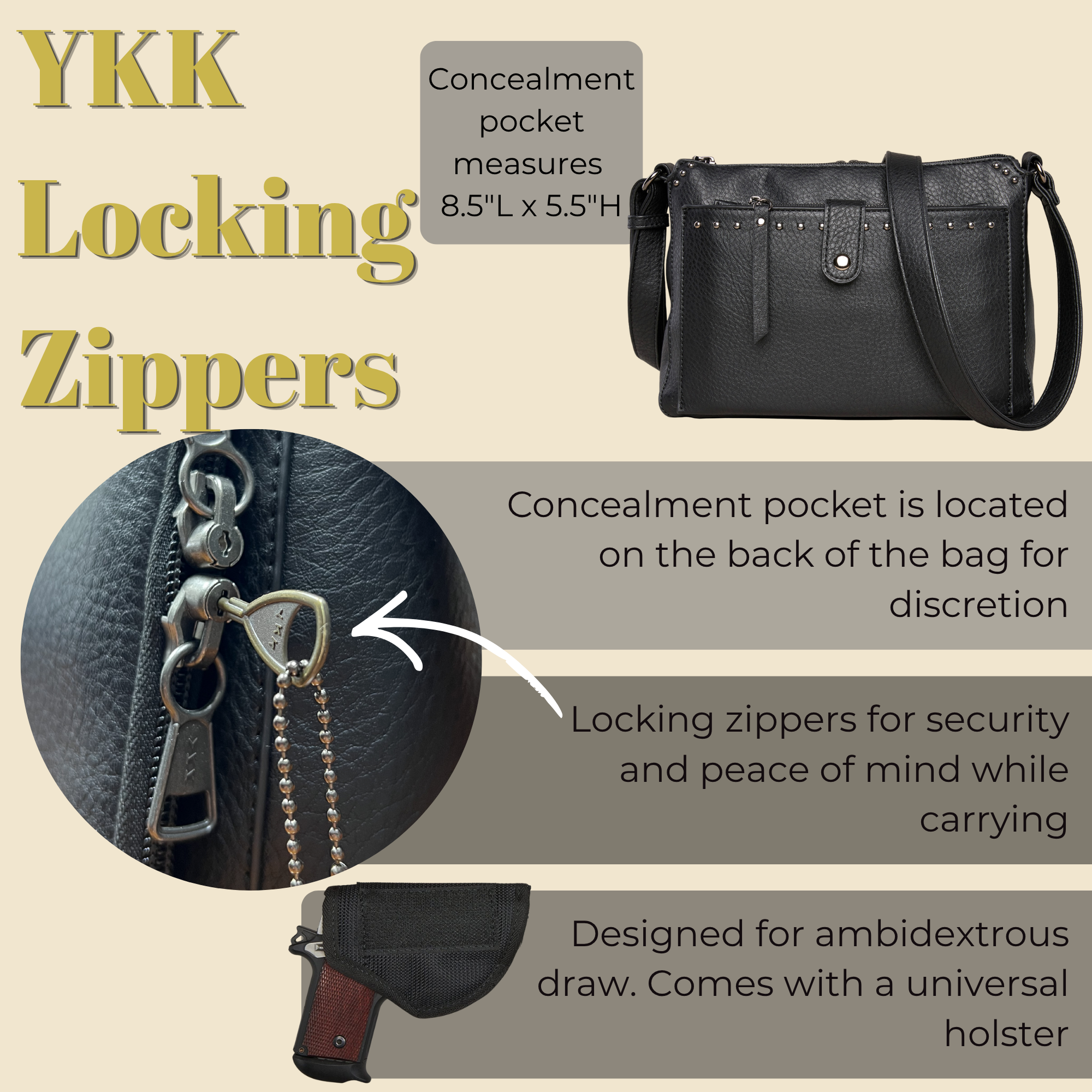 -SALE- Concealed Carry Kinsley Crossbody with RFID Slim Wallet by Lady Conceal