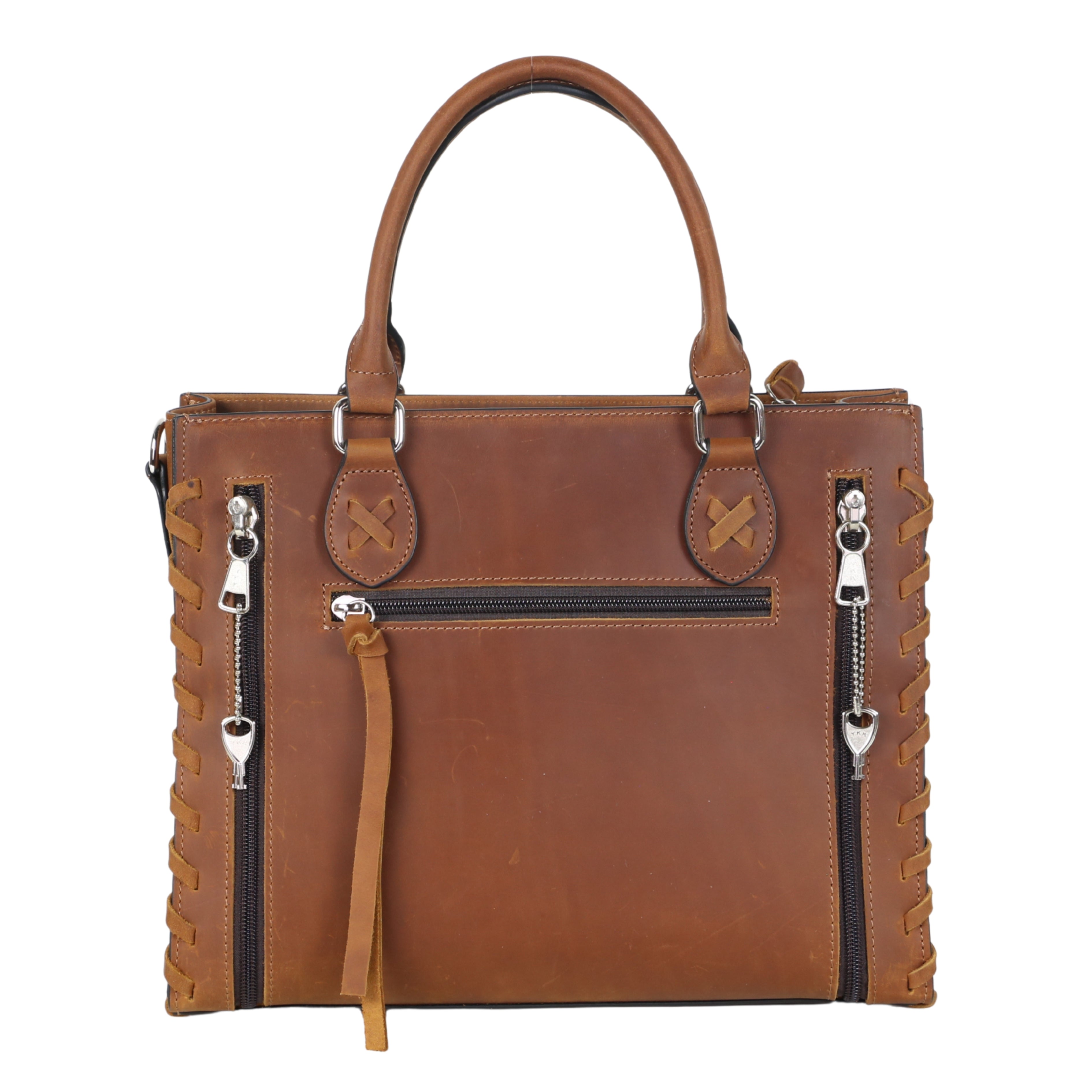 Concealed Carry Emma Leather Satchel - Designer Concealed Carry Purse - YKK Locking Purse with Universal Holster - Leather Bag For Gun Owners - Easy Conceal Carry - CCW Purse for Women - Conceal and Carry purse for Handgun - Designer Luxury Conceal Carry Handbag - Handbag Gun and Pistol Bag - Handbag for concealed gun - Hidden Gun Bag