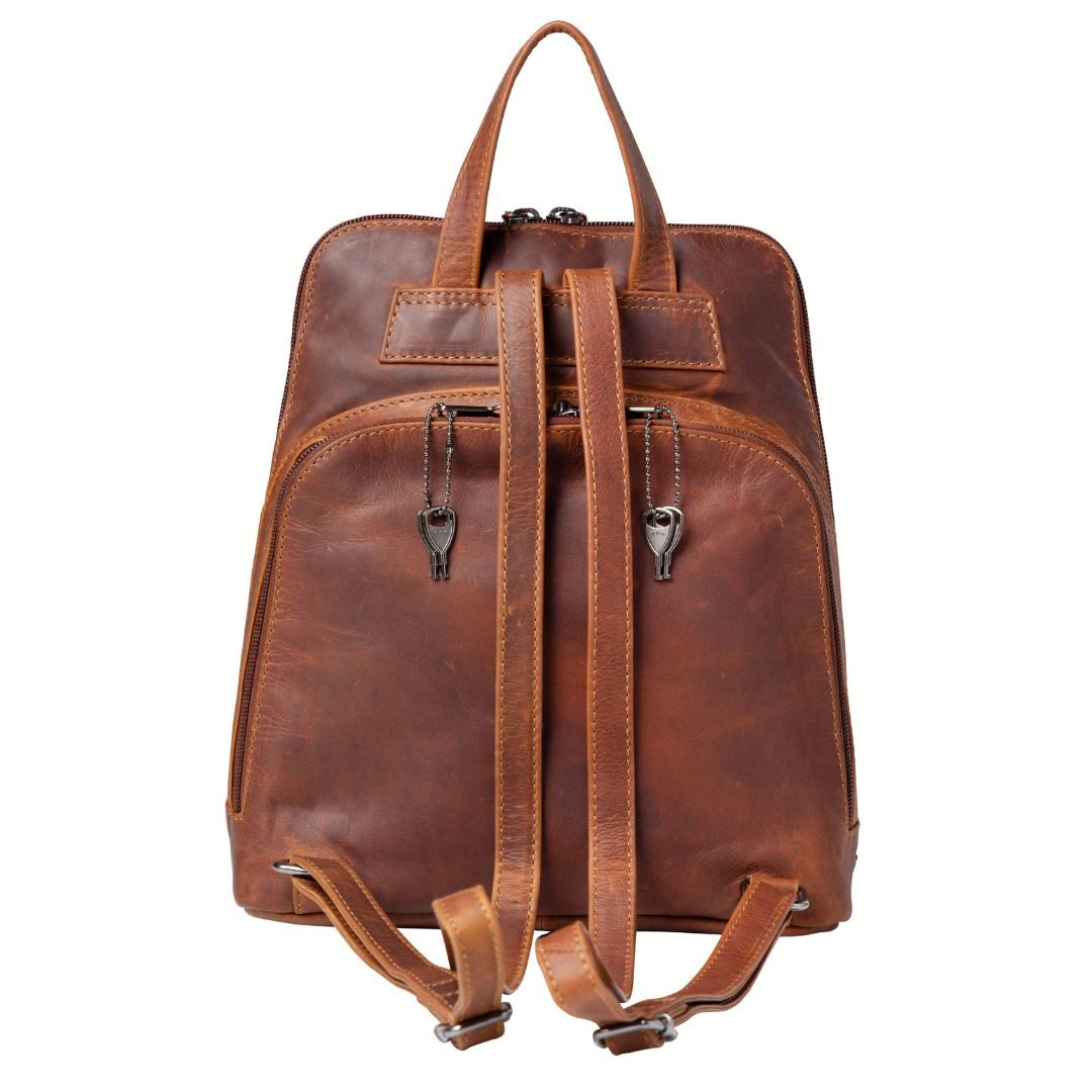 Jayden Leather Concealed Carry Backpack – Secure Firearm Storage with Locking Compartment - Locking Gun Bag - Pick Pocket Proof