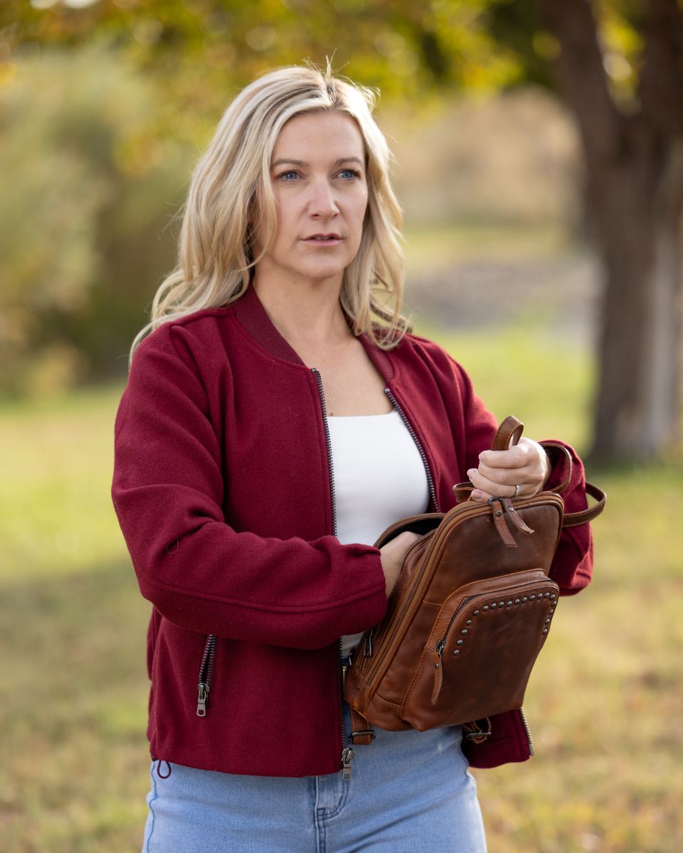 Abby Concealed Carry Backpack Cognac
