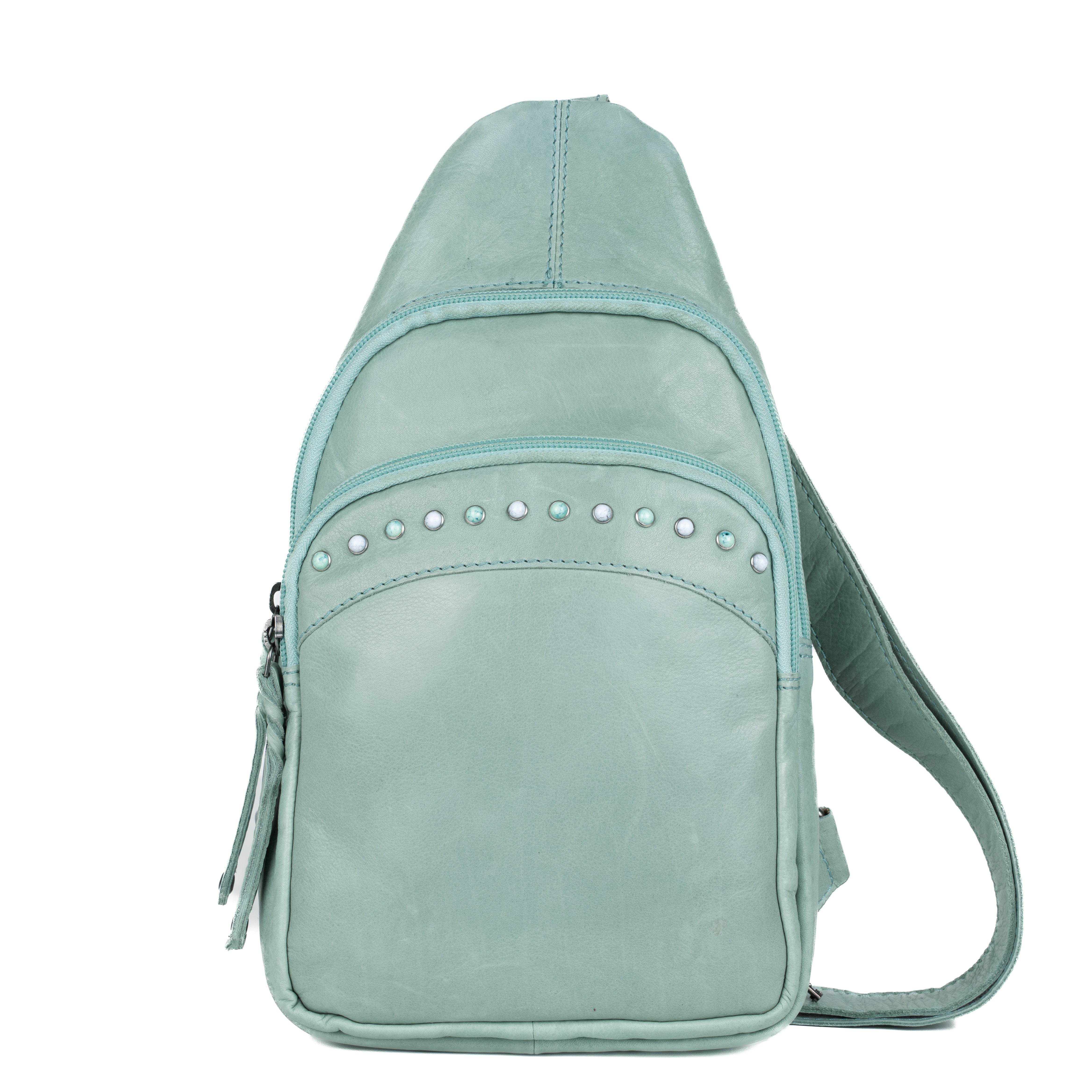 Concealed Carry Haven Sling Leather Backpack by Lady Conceal - Jeweled Leather Backpack -Universal Holster Backpack - Leather Gun Safe Bag - Ambidextrous - Tactical ED Carry Bag- CCW Purse - Womens Gun Bag - Ambidextrous Concealed Carry - Locking Gun Safe - Lady Concealed Carry