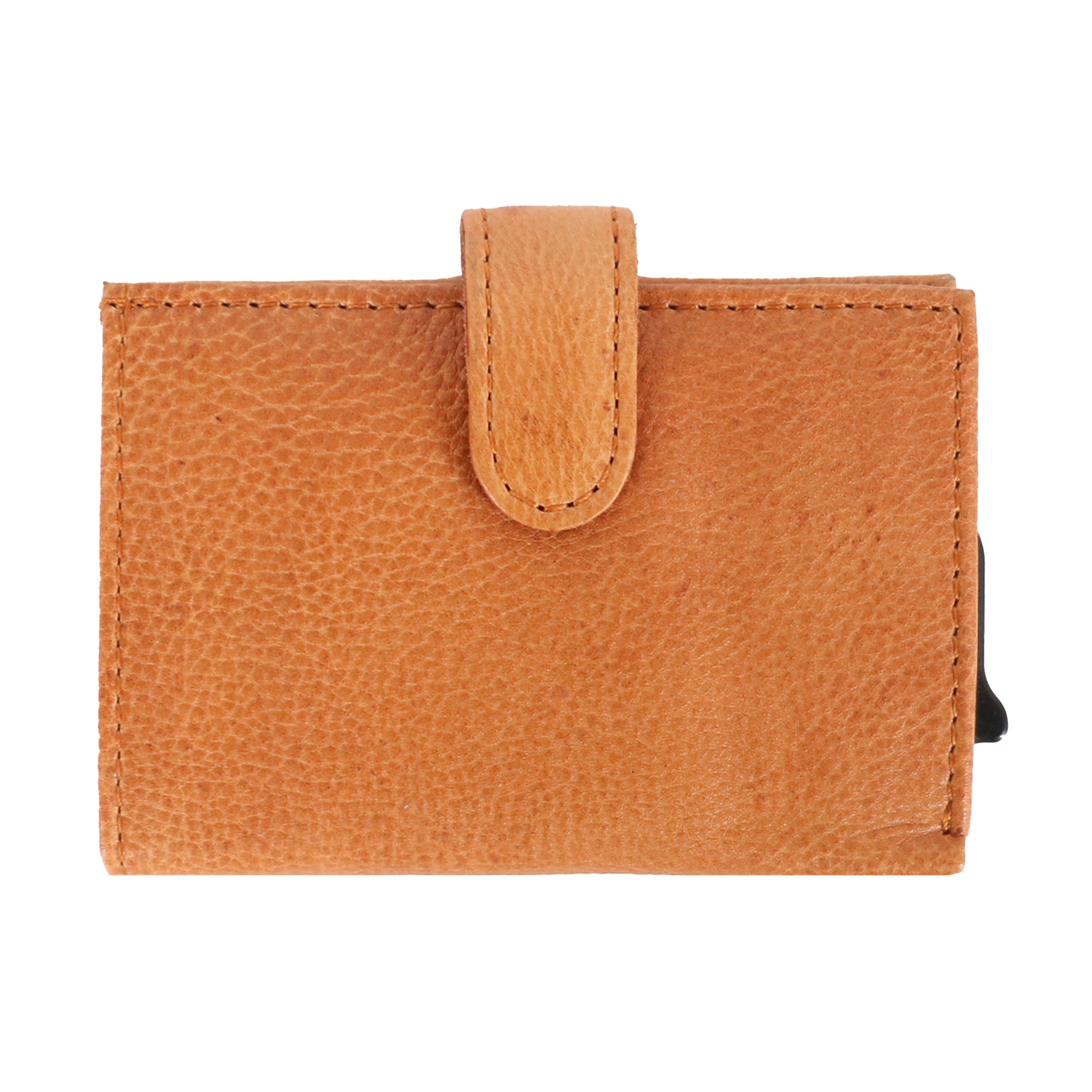 Nova RFID Compact Leather Wallet by Lady Conceal Anti Credit Card Theft RFID Protected - 100% Leather Unisex Wallet - Pop Up Wallet for Cards Bills Coins - Button Closing Wallet