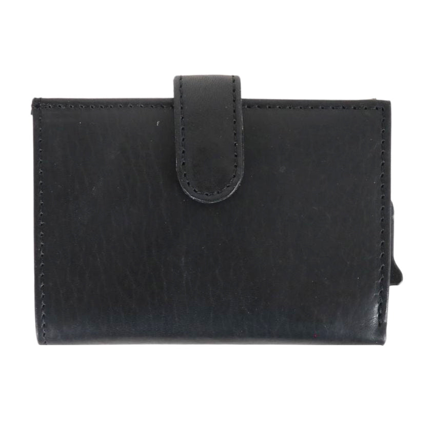 Nova RFID Compact Leather Wallet by Lady Conceal Anti Credit Card Theft RFID Protected - 100% Leather Unisex Wallet - Pop Up Wallet for Cards Bills Coins - Button Closing Wallet