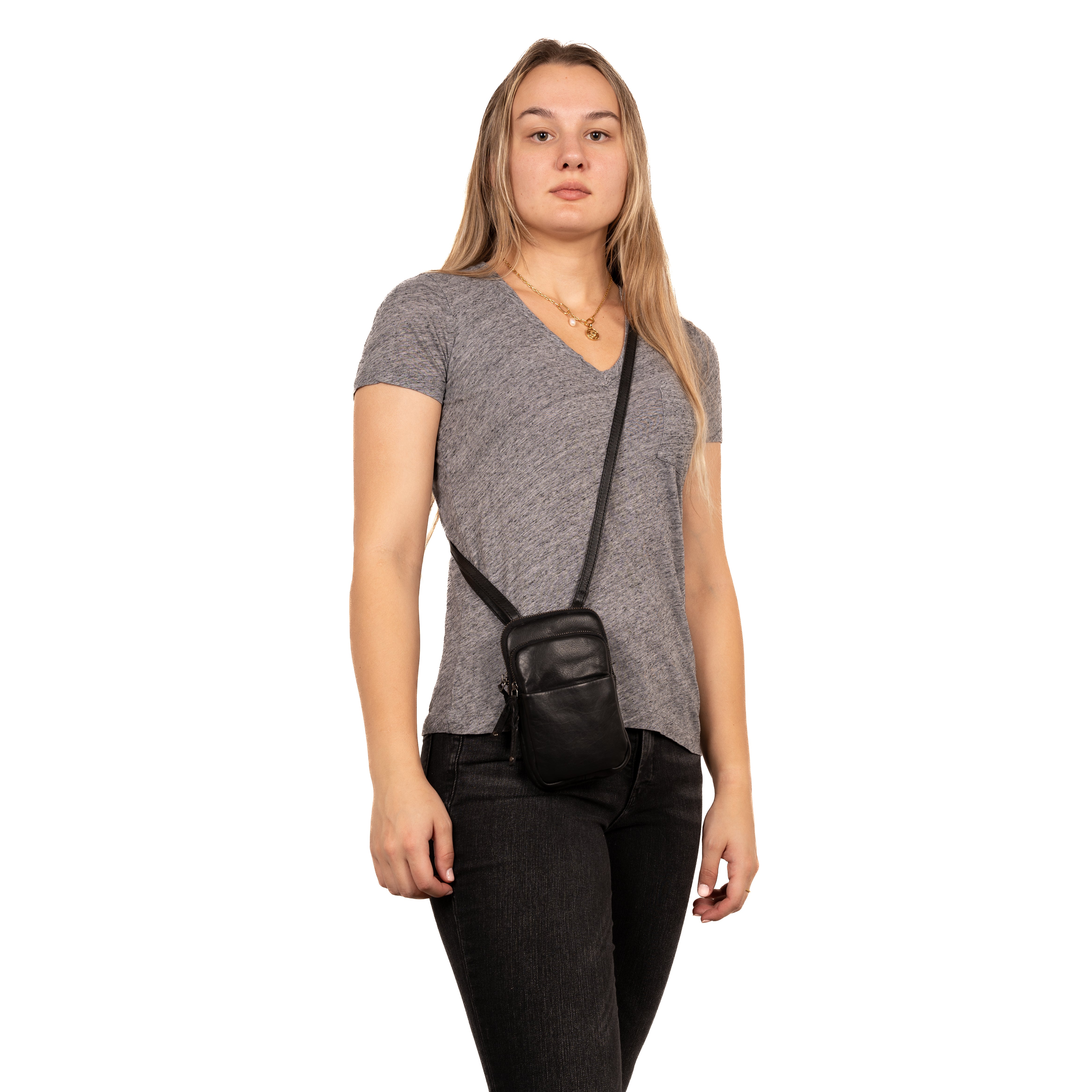 Shay Leather RFID Crossbody by Lady Conceal for Tasers and Pepper Spray - Bag for Self Defense - Women Pepper Spray _ Leather Conceal Bag - Tactical Accessories for Women