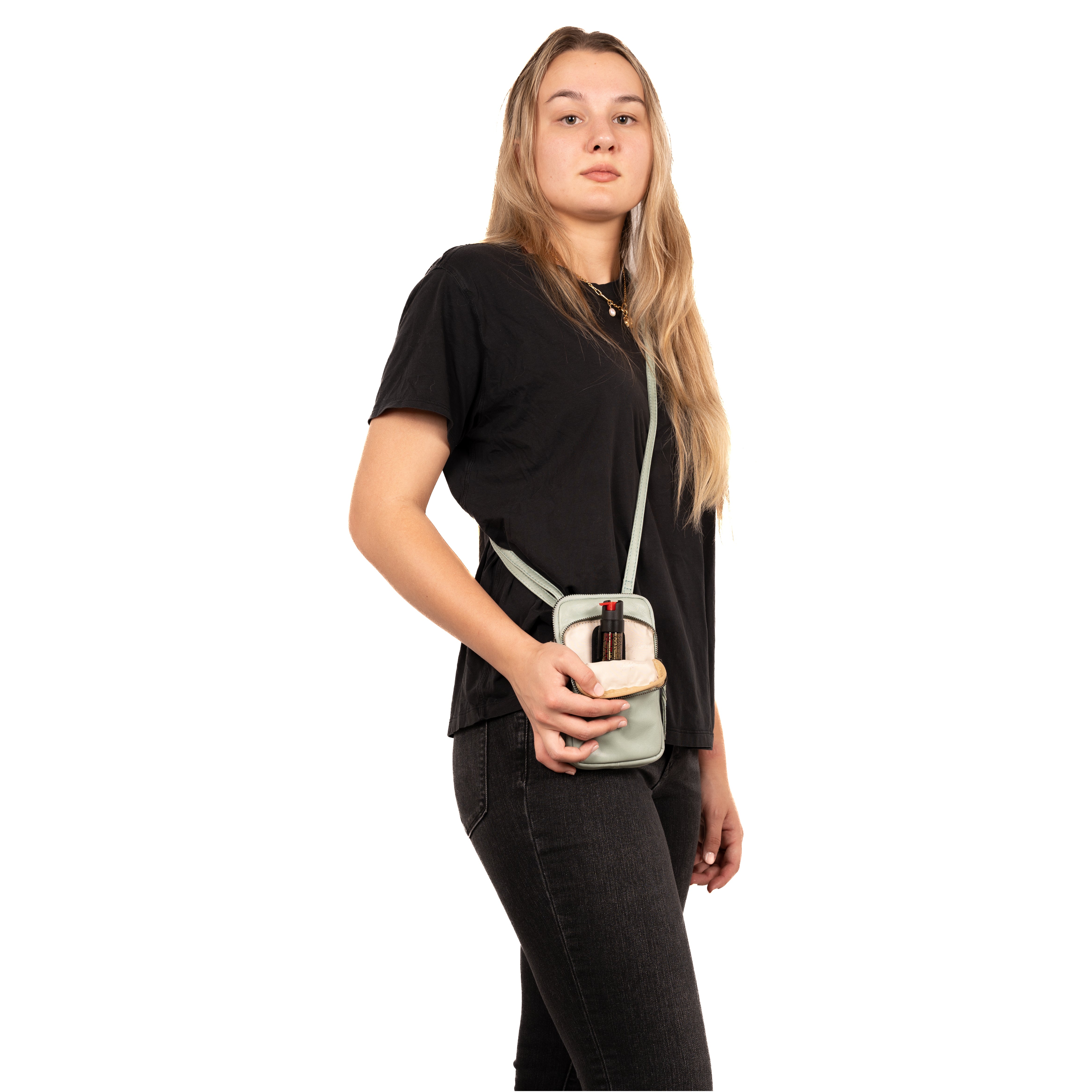 Shay Leather RFID Crossbody by Lady Conceal for Tasers and Pepper Spray - Bag for Self Defense - Women Pepper Spray _ Leather Conceal Bag - Tactical Accessories for Women