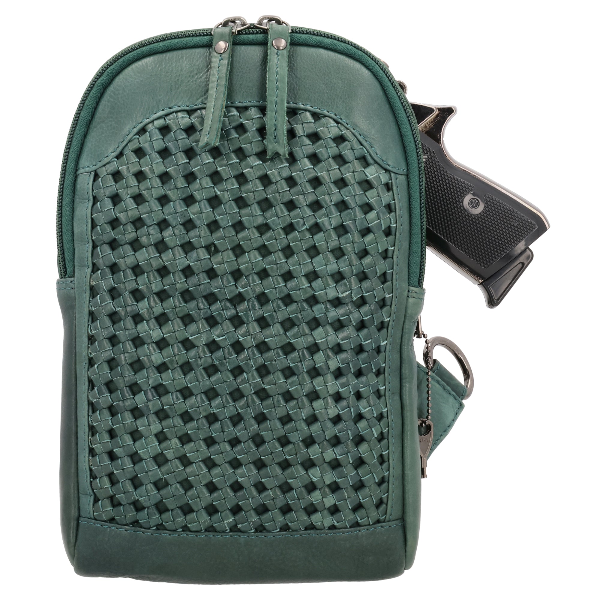 Concealed Carry Bristol Sling Leather Backpack - Lady Conceal - KK Locking Zippers and Universal Holsters for Gun - Backpack for Conceal Carry - best gun carry backpack - Pistol and Firearm Bag - women's Concealed Carry Backpack - premium leather backpack - sling for concealed carry - concealed carry purses