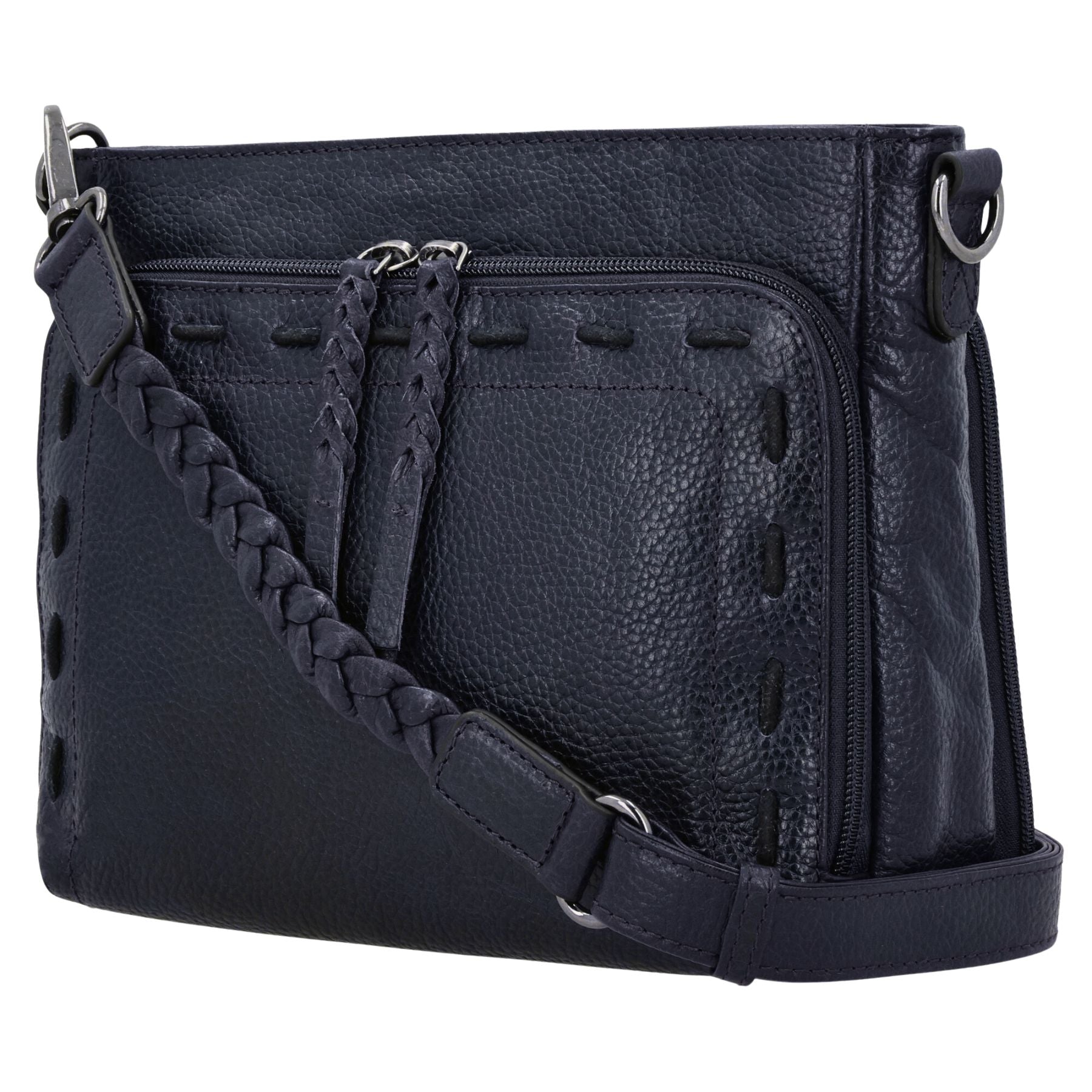 Concealed Carry Zoe Leather Crossbody by Lady Conceal with Locking Zippers - Firearm Bags for Women - Crossbody CCW Bag - Fast Draw Bag - YKK Locking Zipper Bag - Universal Holster
