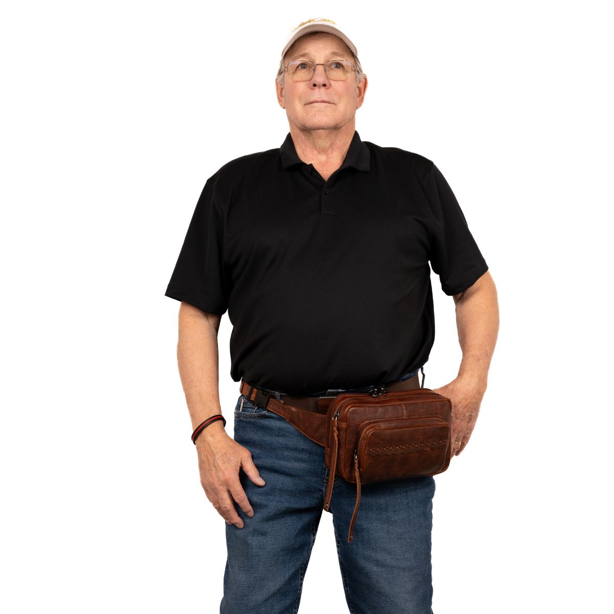 Concealed Carry Laney Buffalo Belt Bag by Lady Conceal - Firearm Belt Bag for Women and Men -Tactical Leather Pistol Crossbody - Anti Theft Locking Bag with Universal Holster - Handgun Leather CCW Velcro
