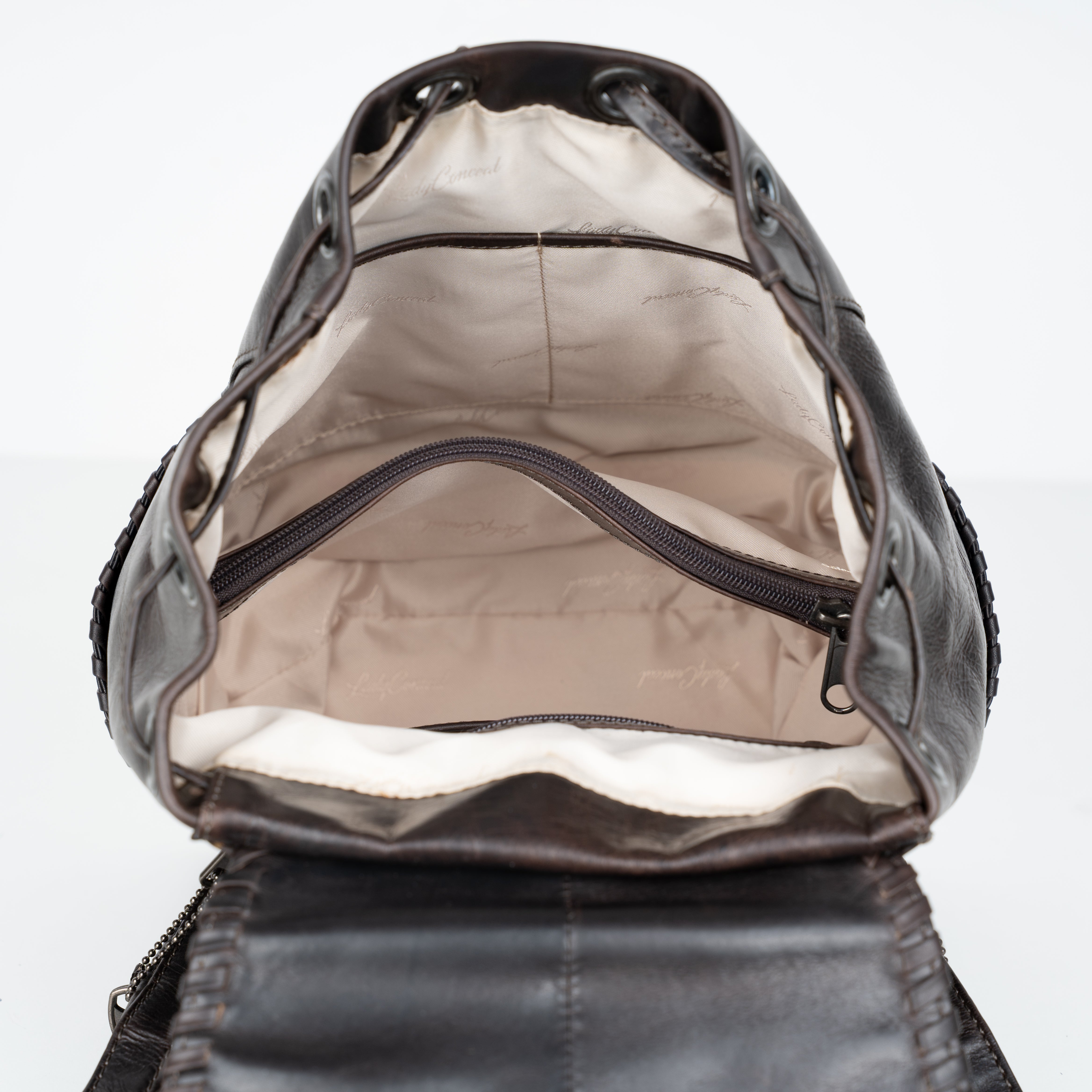 Concealed Carry Allie Leather CCW premium backpack - Pistol backpack with Universal Holster - YKK Locking Zipper Backpack for Handgun