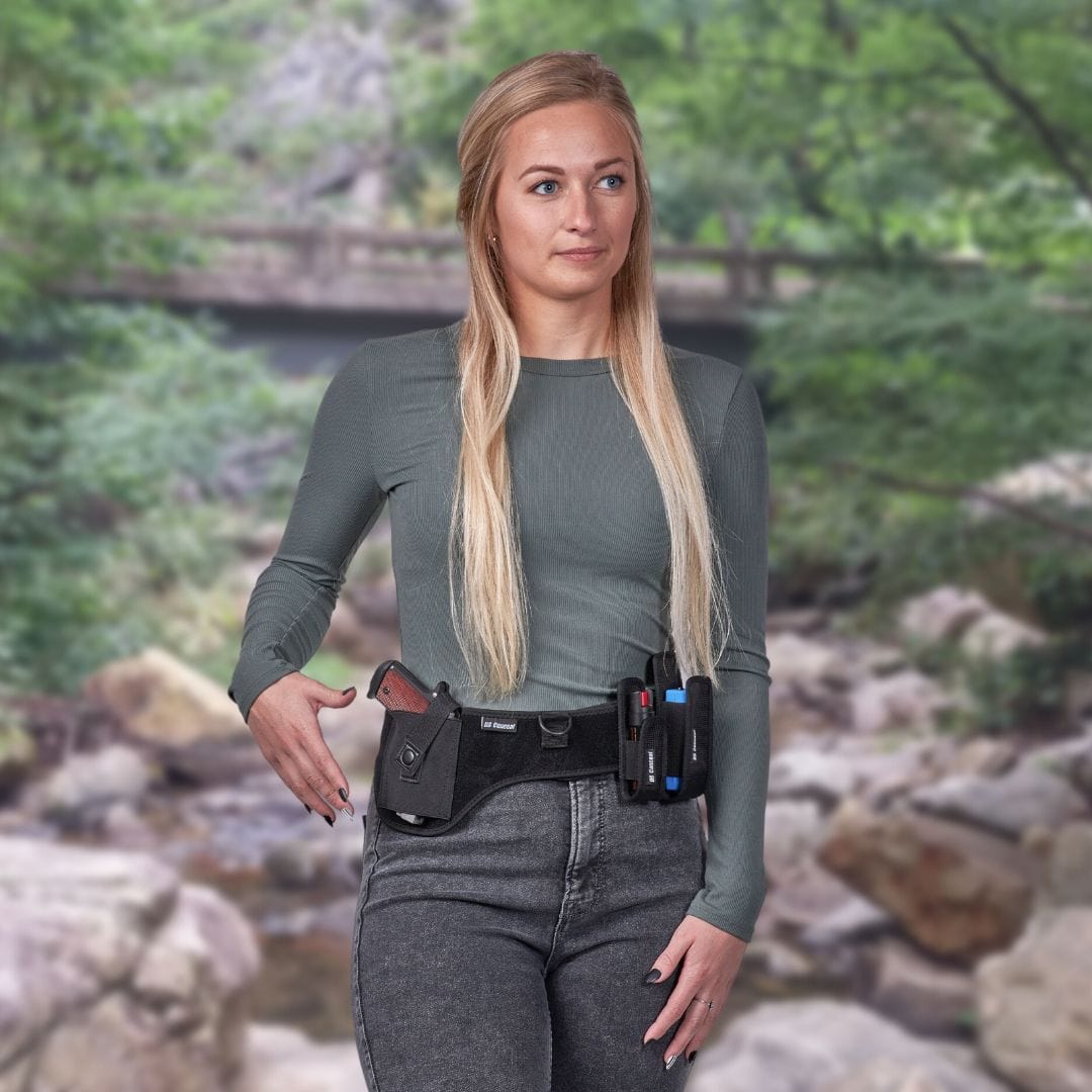 Unisex Simple Belly Band by DS Conceal - Fast Draw Gun Holster for women and men Unisex - Unisex Simple Belly Band - DS Conceal Fast Draw Gun Holster - Leather Belly Band pistol bag - Tactical womans purse for pistol - Concealed Belly Band - most popular crossbody bag - crossbody handgun bag - crossbody bags for everyday use - Lady Conceal -