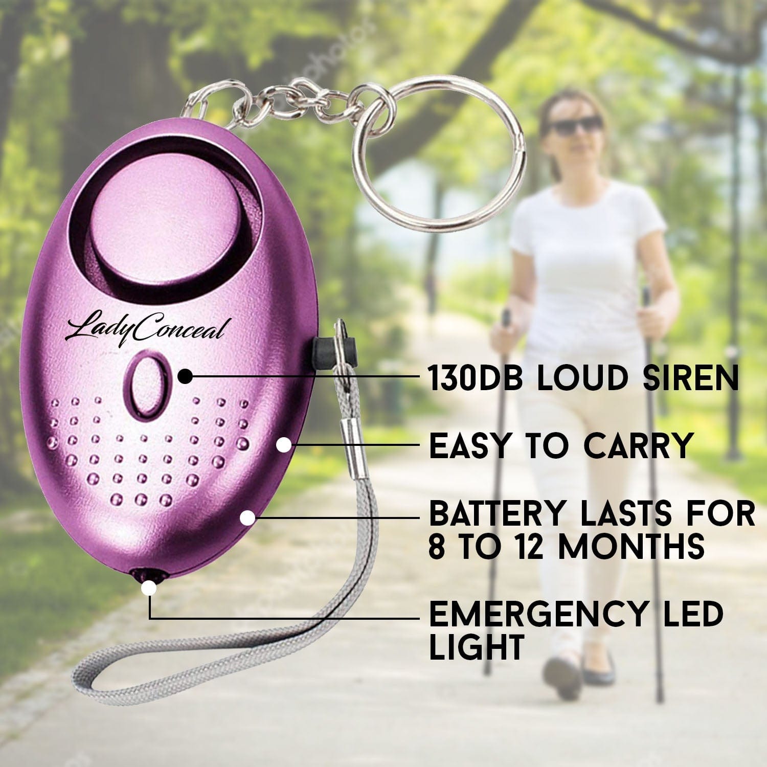 Personal Self-Defense Security Alarm Keychains - Lady Conceal - Protective Alarm - self defence keychain - self defence kit - Security Alarm Keychain - Self-Defense kit