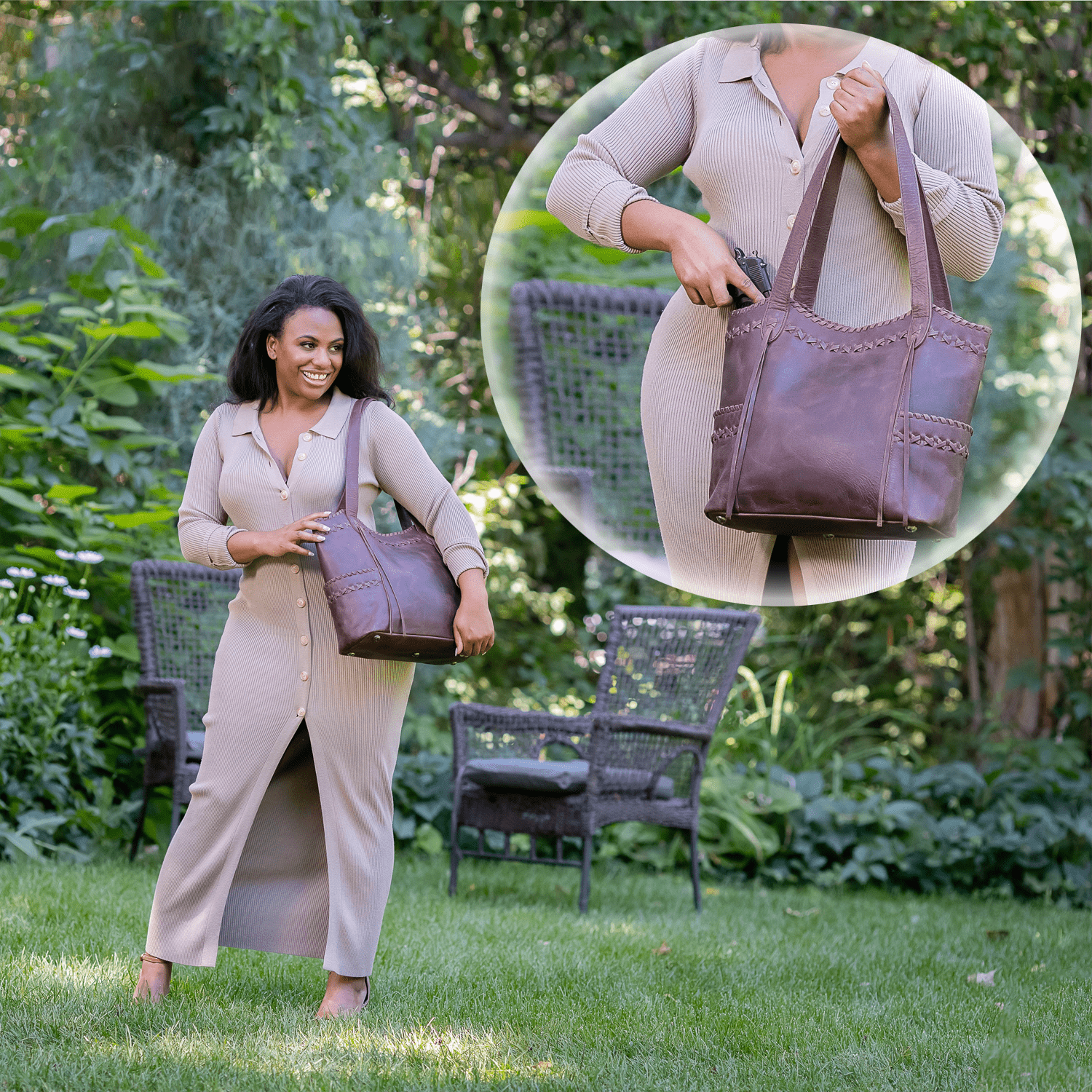 Concealed Carry Kendall Leather Tote - Lady Conceal - Women conceal carry purse for pistol - Designer Luxury Ella Tote Carry Handbag - YKK Locking Zippers and Universal Holster - Unique Hide Handbag Gun and Pistol Bag - Designer Luxury Kendall Leather Carry Handbag - carry Handbag for gun carry - Unique Ella Tote gun Handbag - concealed carry gun Handbag - concealed carry gun Handbag with locking zipper - concealed carry Handbag for woman