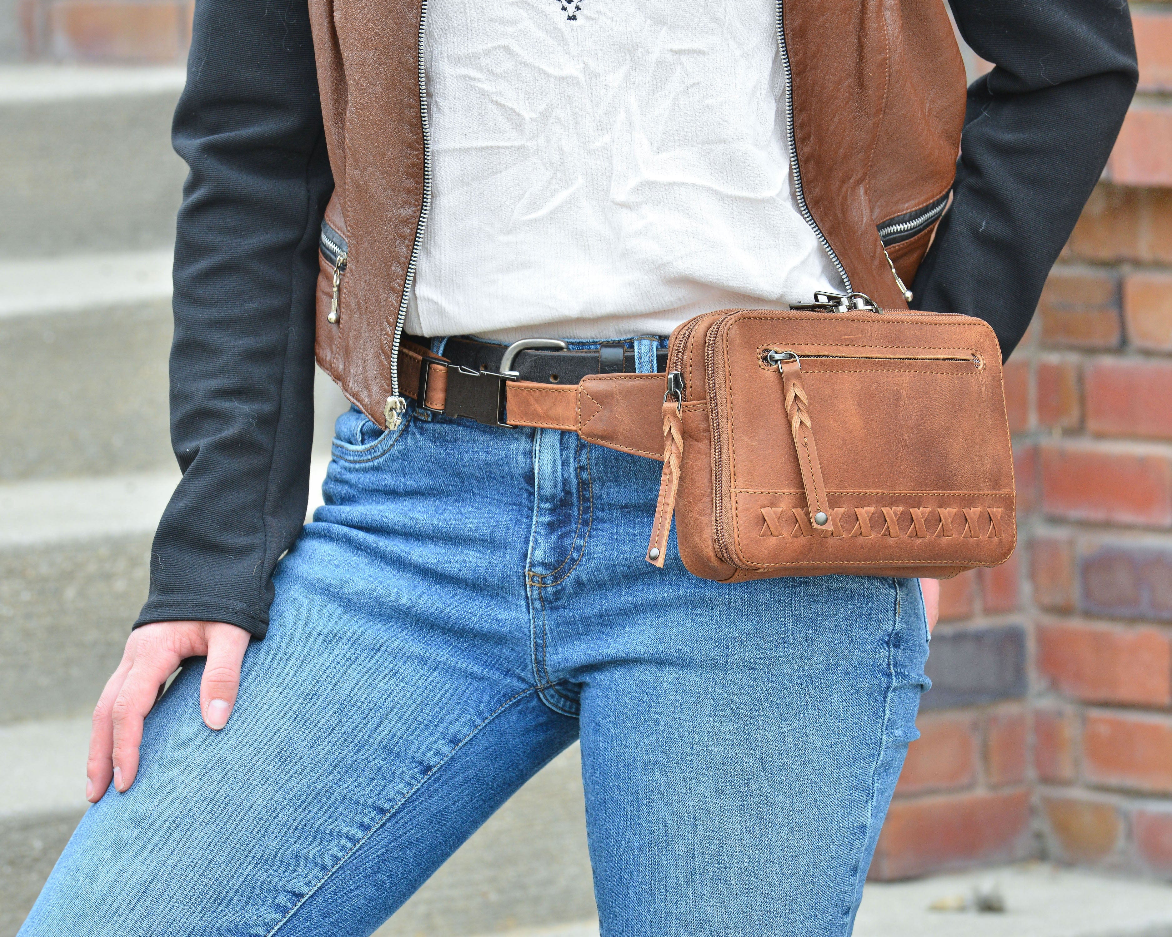 Concealed Carry Kailey Leather Purse Pack - Lady Conceal - Concealed Carry Purse - most popular crossbody bag - crossbody handgun bag - crossbody bags for everyday use - Lady Conceal - Unique Hide Purse - Locking YKK Purse - Fanny Pack for Gun and Pistol - Easy CCW - Fast Draw Bag - Secure Gun Bag