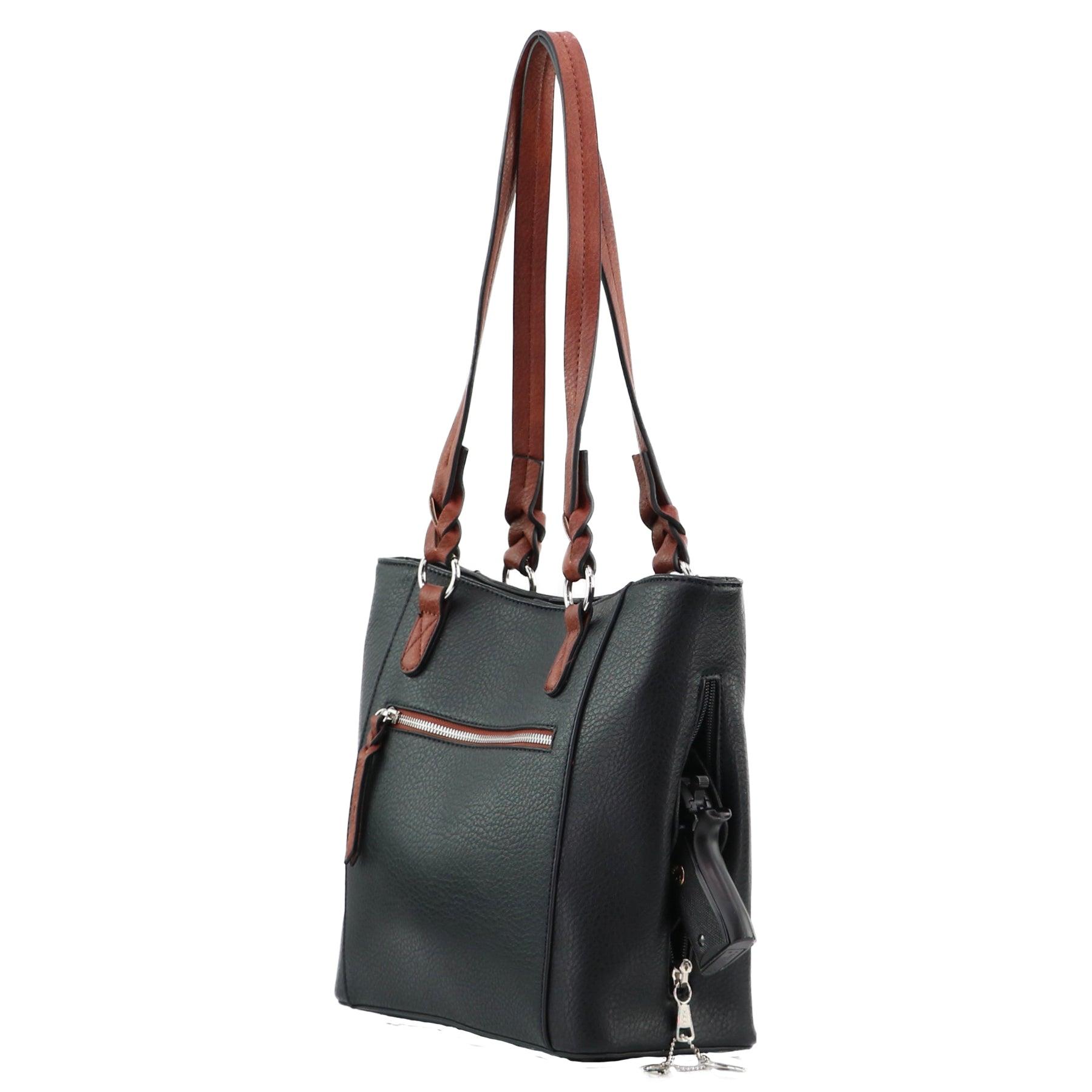 Concealed Carry Grace Tote - Lady Conceal - Women conceal carry purse for pistol - Designer Luxury Tote Carry Handbag - YKK Locking Zippers and Universal Holster - Easy Concealed Carry - Quick Gun Draw - Safe Gun Bag - Designer Luxury Conceal Carry Handbag - carry Handbag for gun carry - concealed carry gun Handbag with locking zipper - concealed carry Handbag for woman