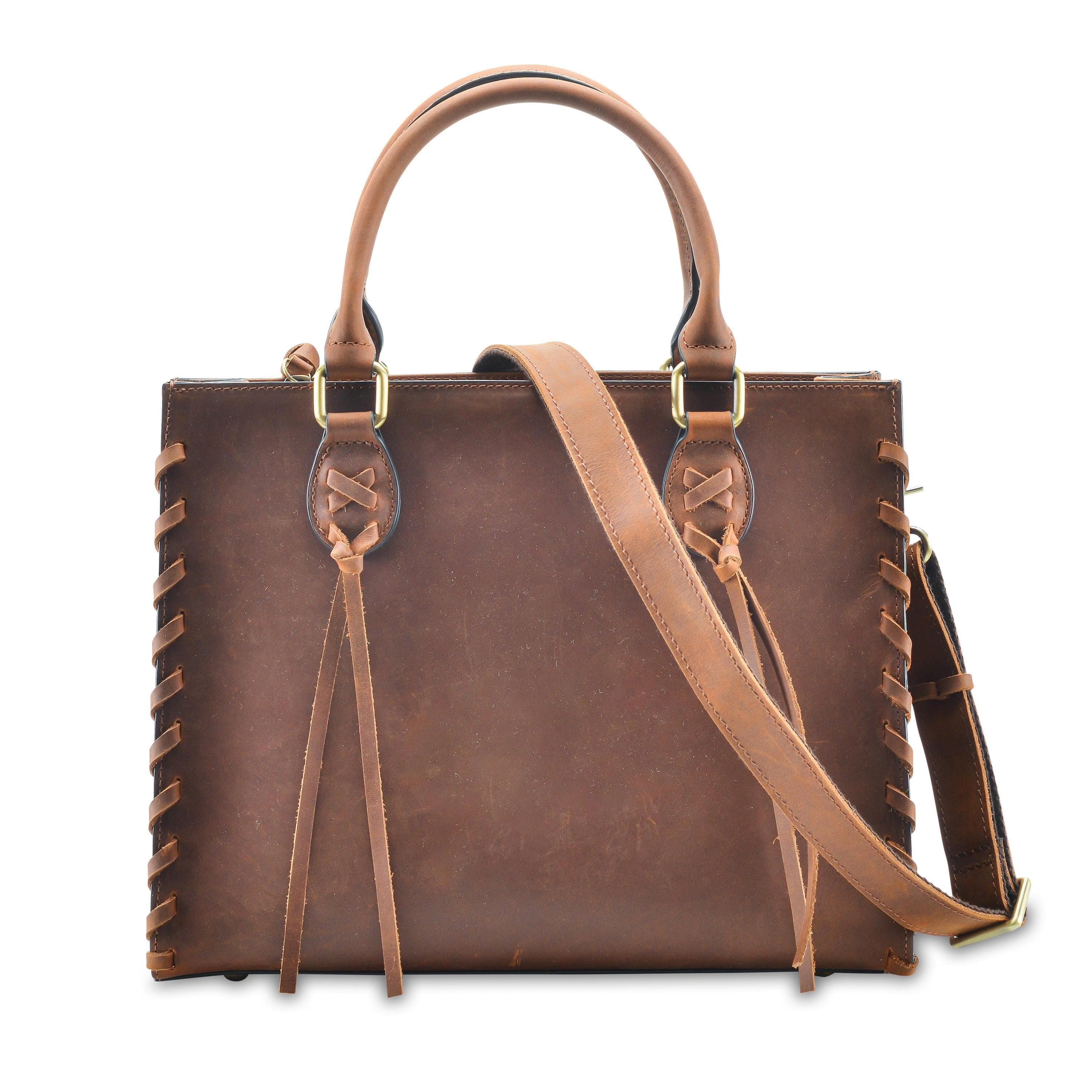 Concealed Carry Emma Leather Satchel - Designer Concealed Carry Purse - YKK Locking Purse with Universal Holster - Leather Bag For Gun Owners - Easy Conceal Carry - CCW Purse for Women - Conceal and Carry purse for Handgun - Designer Luxury Conceal Carry Handbag - Handbag Gun and Pistol Bag - Handbag for concealed gun - Hidden Gun Bag