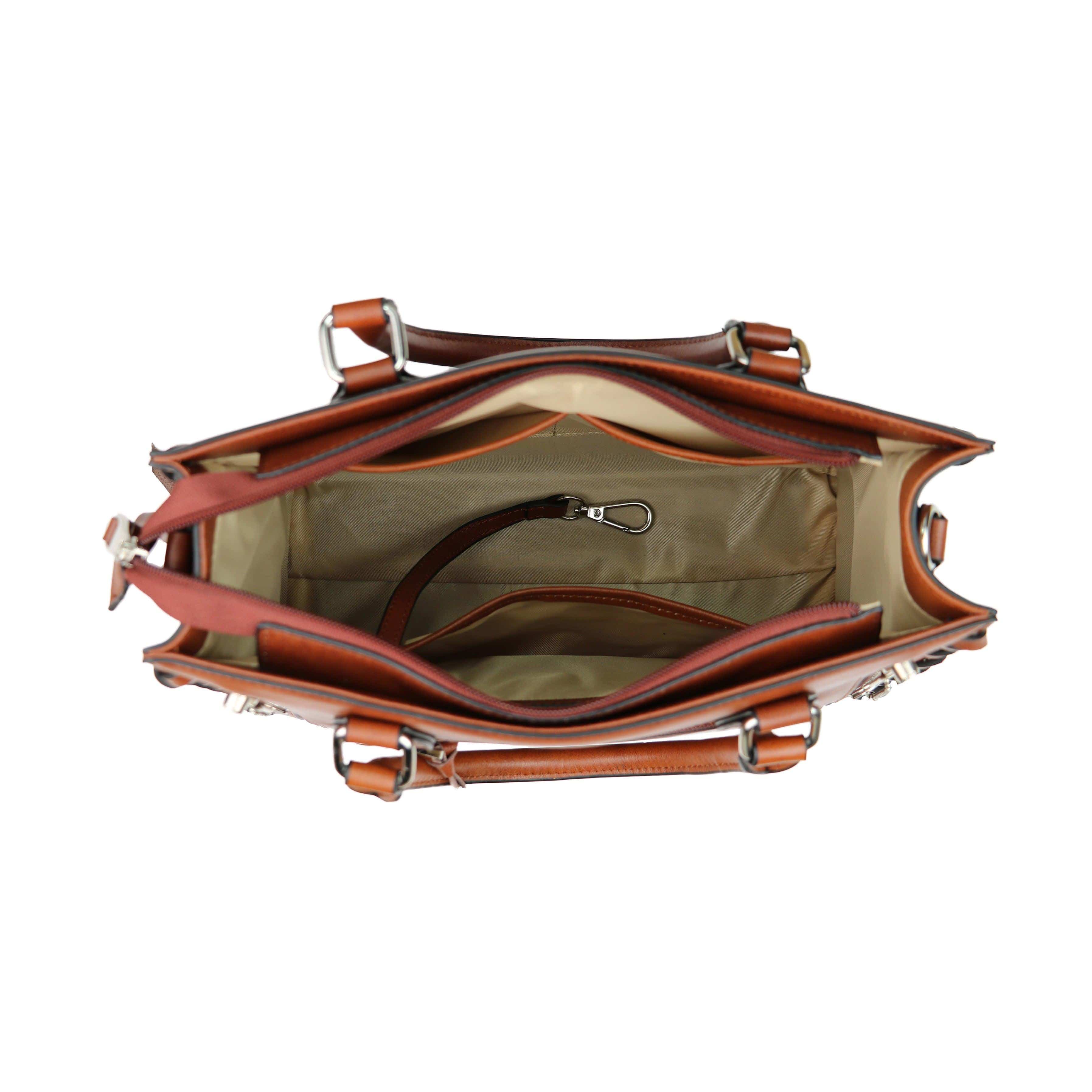 Concealed Carry Emma Leather Satchel - Designer Concealed Carry Purse - YKK Locking Purse with Universal Holster - Leather Bag For Gun Owners - Easy Conceal Carry - CCW Purse for Women - concealed carry Handbag for woman - Conceal and Carry purse for Handgun - Designer Luxury Conceal Carry Handbag - Unique Hide Handbag Gun and Pistol Bag - carry Handbag for concealed gun carry - Unique Emma gun Handbag -