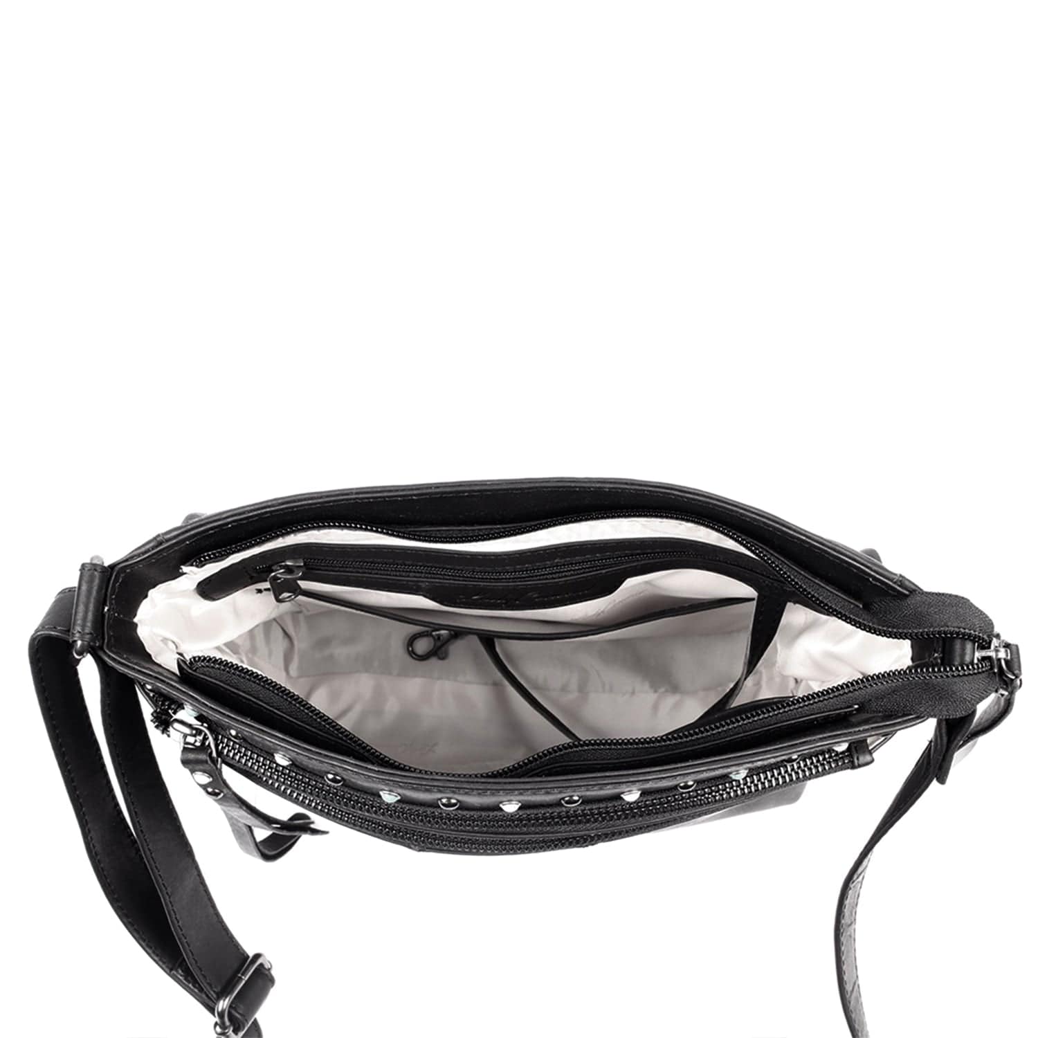 Concealed Carry Brynn Arched Leather Crossbody - Lady Conceal - Concealed Carry Purse - conceal and carry purse for women - tactical pistol bag - Locking Conceal and Carry Purse with Universal Holster for Handguns - Unique Hide Crossbody Gun and Pistol Bag