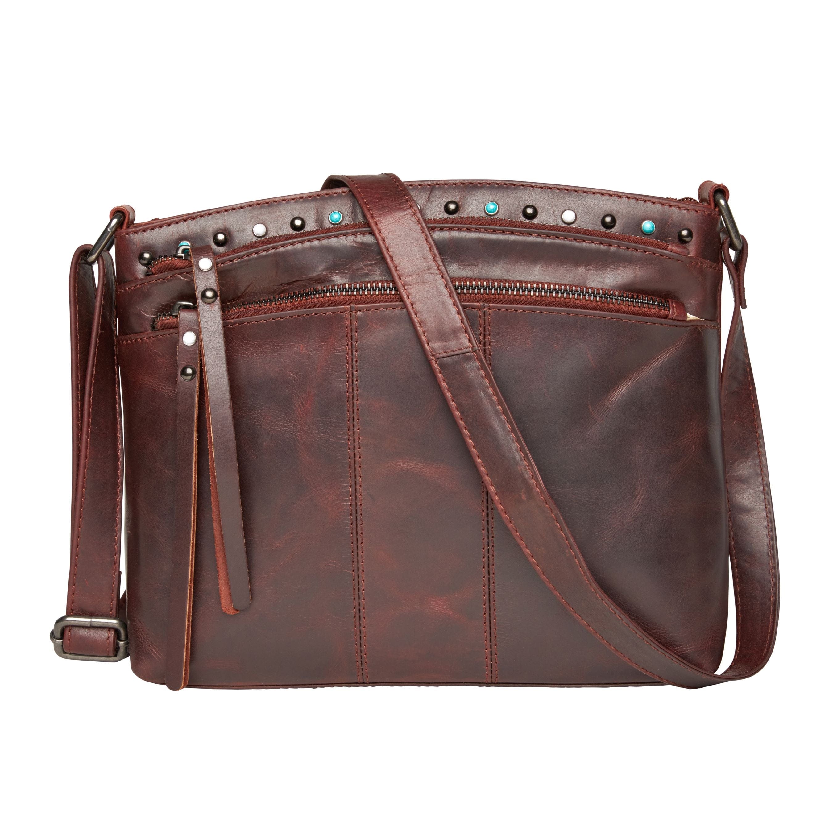 Concealed Carry Brynn Arched Leather Crossbody - Lady Conceal - Concealed Carry Purse - conceal and carry purse for women - tactical pistol bag - Locking Conceal and Carry Purse with Universal Holster for Handguns - Unique Hide Crossbody Gun and Pistol Bag