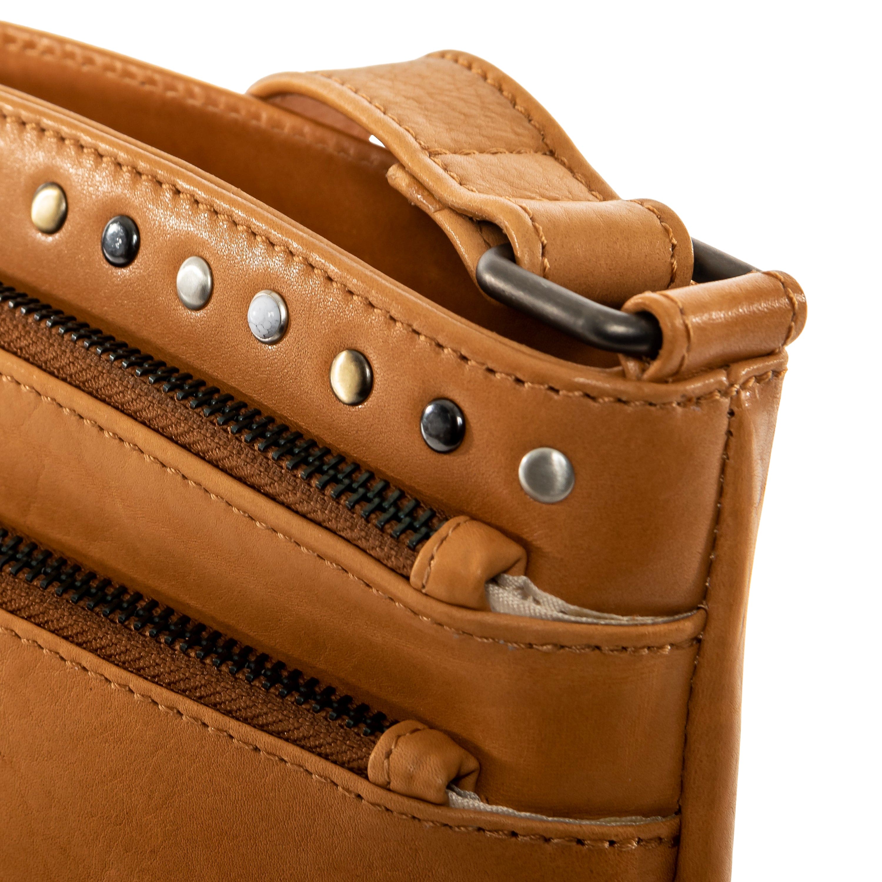 Concealed Carry Brynn Arched Leather Crossbody - Lady Conceal - Concealed Carry Purse - conceal and carry purse for women - tactical pistol bag - Locking Conceal and Carry Purse with Universal Holster for Handguns - Unique Hide Crossbody Gun and Pistol Bag