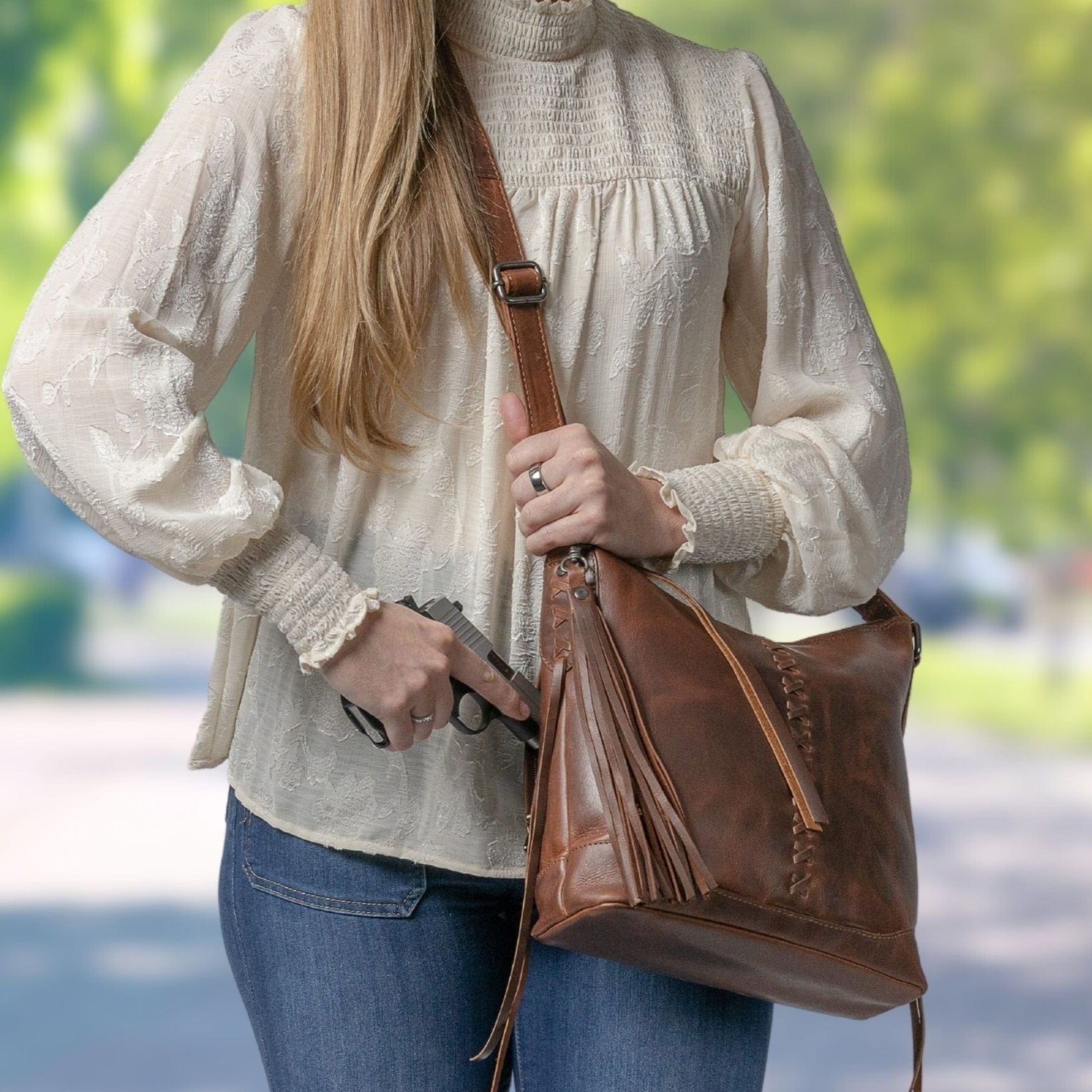 Concealed Carry Blake Scooped Leather Crossbody - Lady Conceal - Concealed Carry Purse - black crossbody purse designer - black owned purse designers - crossbody bag for concealed gun carry - concealed carry gun bags - concealed carry crossbody bag - concealed carry purse crossbody - Gift for gun owners - Women Gun Bag - most popular crossbody bag - crossbody handgun bag - crossbody bags for everyday use
