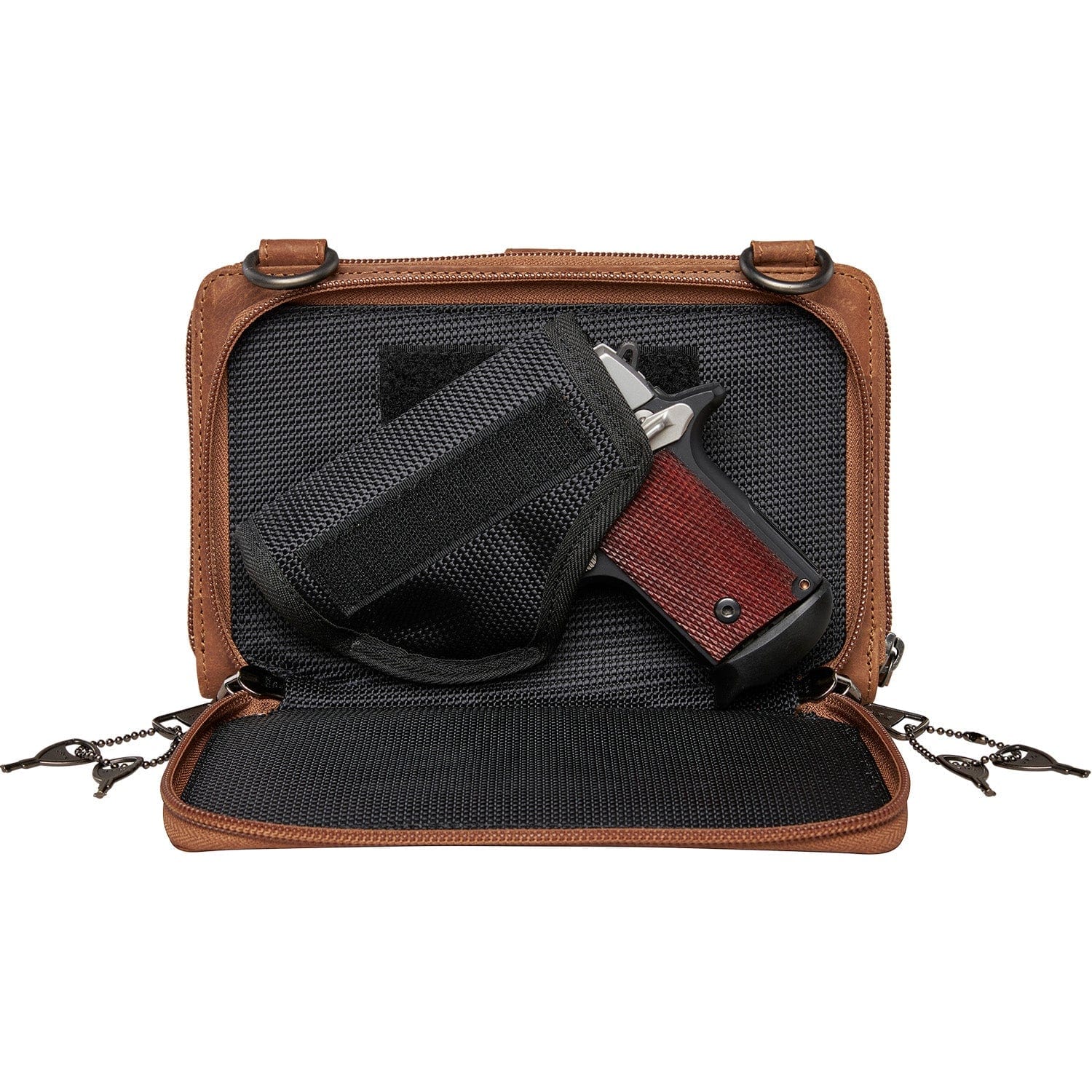 Concealed Carry Millie Leather Crossbody Organizer - YKK Locking with Universal Holster for Pistol - Lightweight Concealed Carry - CCW Pistol Bag - Women Conceal Carry - crossbody handgun bag - crossbody bags for everyday use - Lady Conceal - Unique Hide Purse - Locking YKK Purse - Fanny Pack for Gun and Pistol - Easy CCW - Fast Draw Bag - Secure Gun Bag