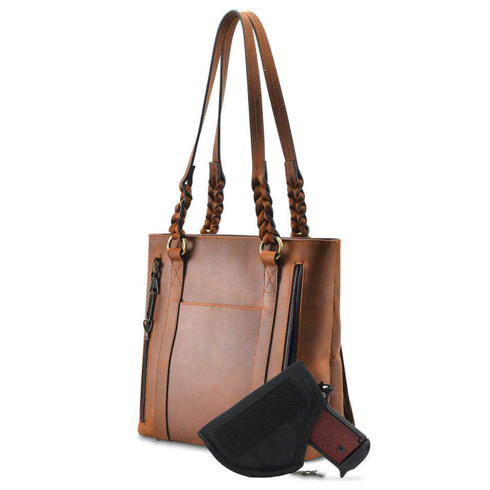 Concealed Carry Bella Leather Tote - Women's Purse for Pistol - Locking Purse with pistol slot - Leather Conceal Carry purse for Women - Concealed carry purse holster - Conceal Carry Handbag for Pistol - Handgun Bags for Women