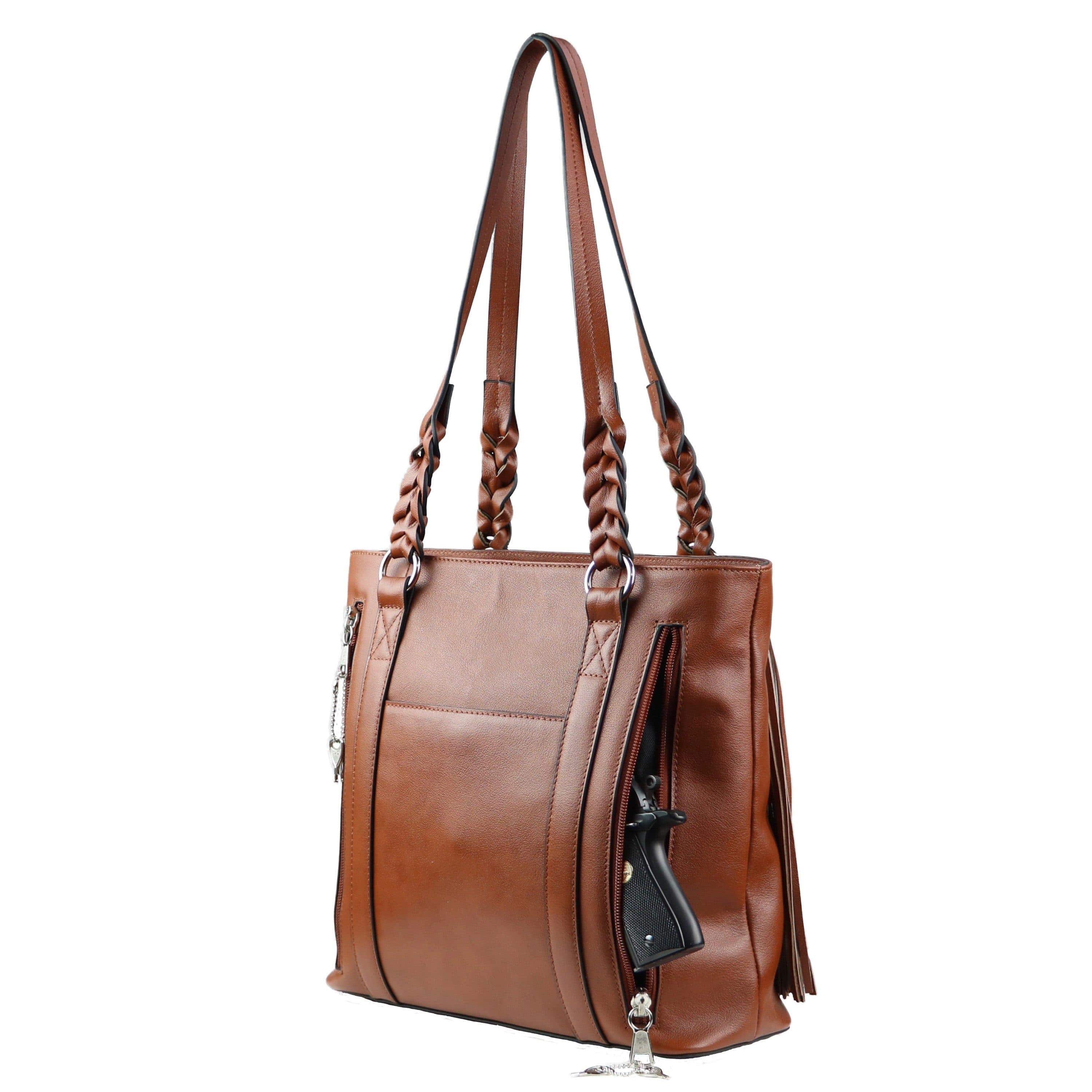 Concealed Carry Bella Leather Tote - Women's Purse for Pistol - Locking Purse with pistol slot - Leather Conceal Carry purse for Women - Concealed carry purse holster - Conceal Carry Handbag for Pistol - Handgun Bags for Women