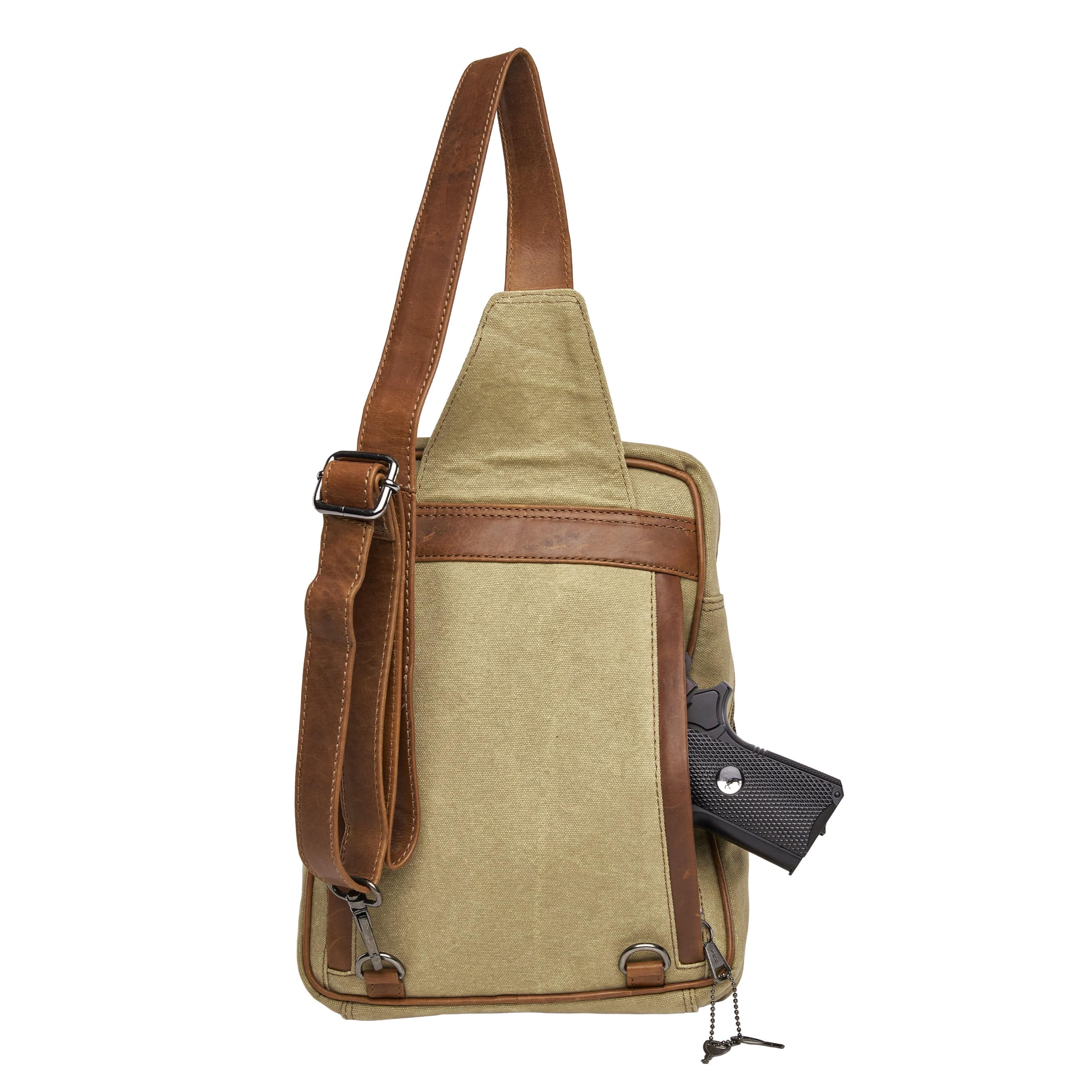 Concealed Carry Unisex Kennedy Canvas Sling Backpack - Gun Gift for Women - CCW Stylish Bag - Women's Conceal Carry Purse for Firearm - Women Gun Users - gun carrier backpack - best gun carrying backpack- best gun carry backpack - Pistol and Firearm Bag - Western Hide Backpack - Boho Stylish Backpack for Women - Universal Holster Bag - Marley Unisex Backpack - Women's Concealed Carry Bagpack - premium leather backpack