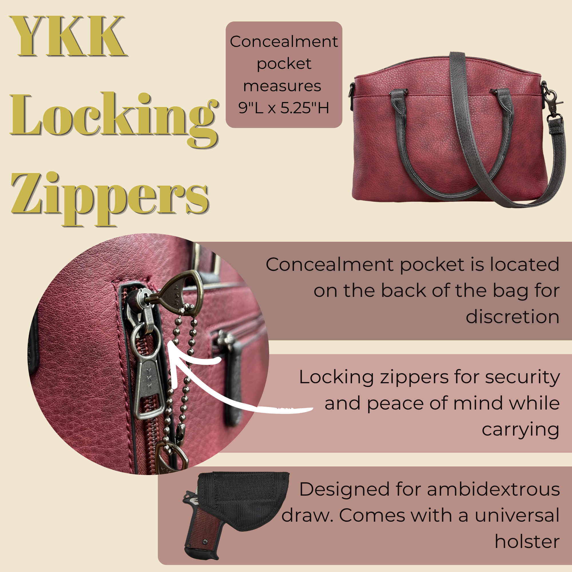 -SALE- Concealed Carry Carly Satchel by Lady Conceal