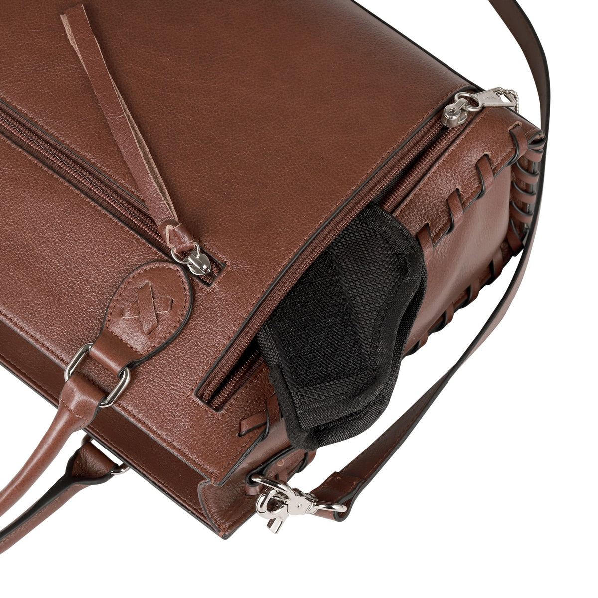 Concealed Carry Emma Leather Satchel -  Designer Concealed Carry Purse -  YKK Locking Purse with Universal Holster -  Leather Bag For Gun Owners - Easy Conceal Carry -  CCW Purse for Women - Conceal and Carry purse for Handgun - Designer Luxury Conceal Carry Handbag -  Handbag Gun and Pistol Bag - Handbag for concealed gun - Hidden Gun Bag