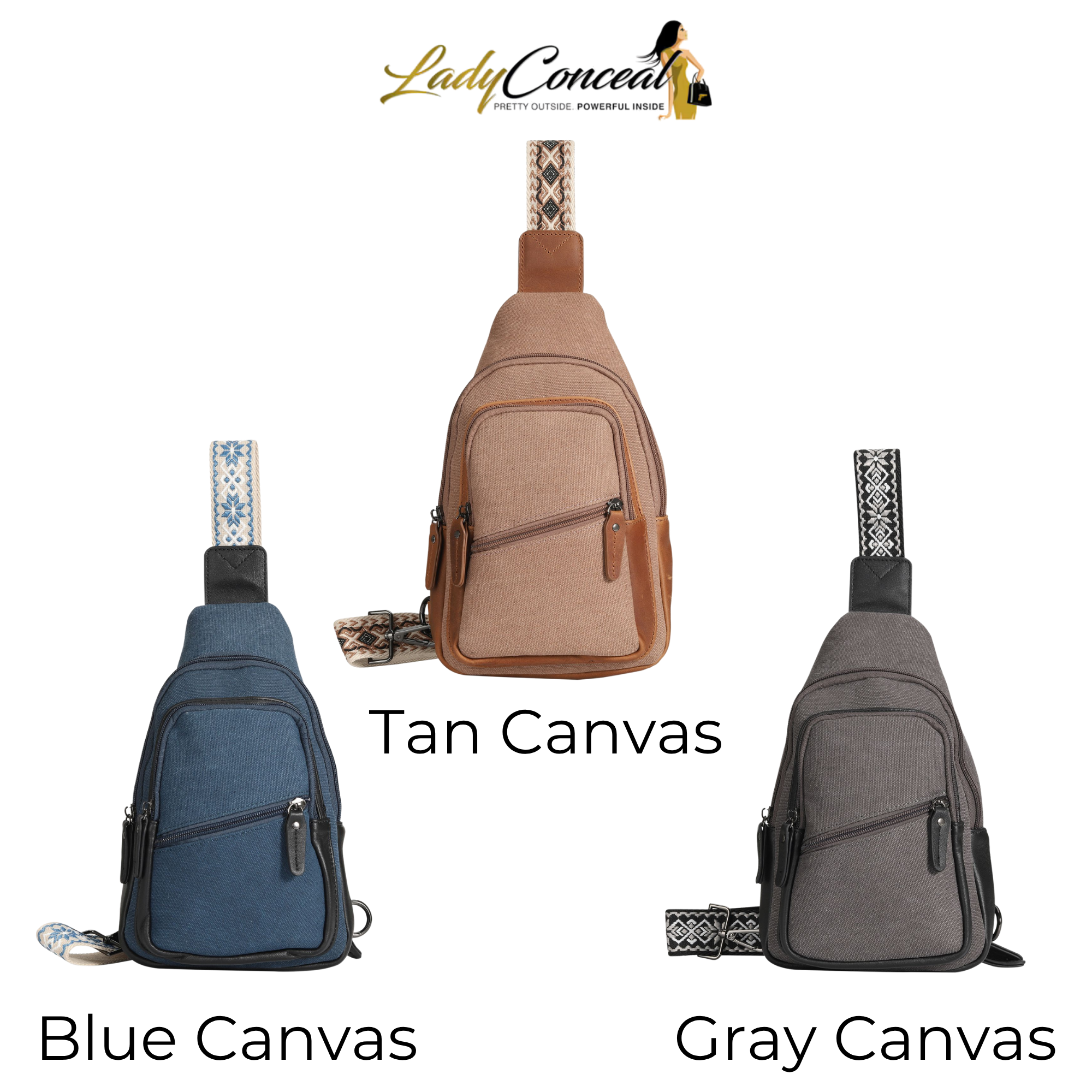 Concealed Carry Indie Canvas Sling by DS Conceal — Unisex CCW Sling Bag with Fast-Access Compartment & Universal Holster