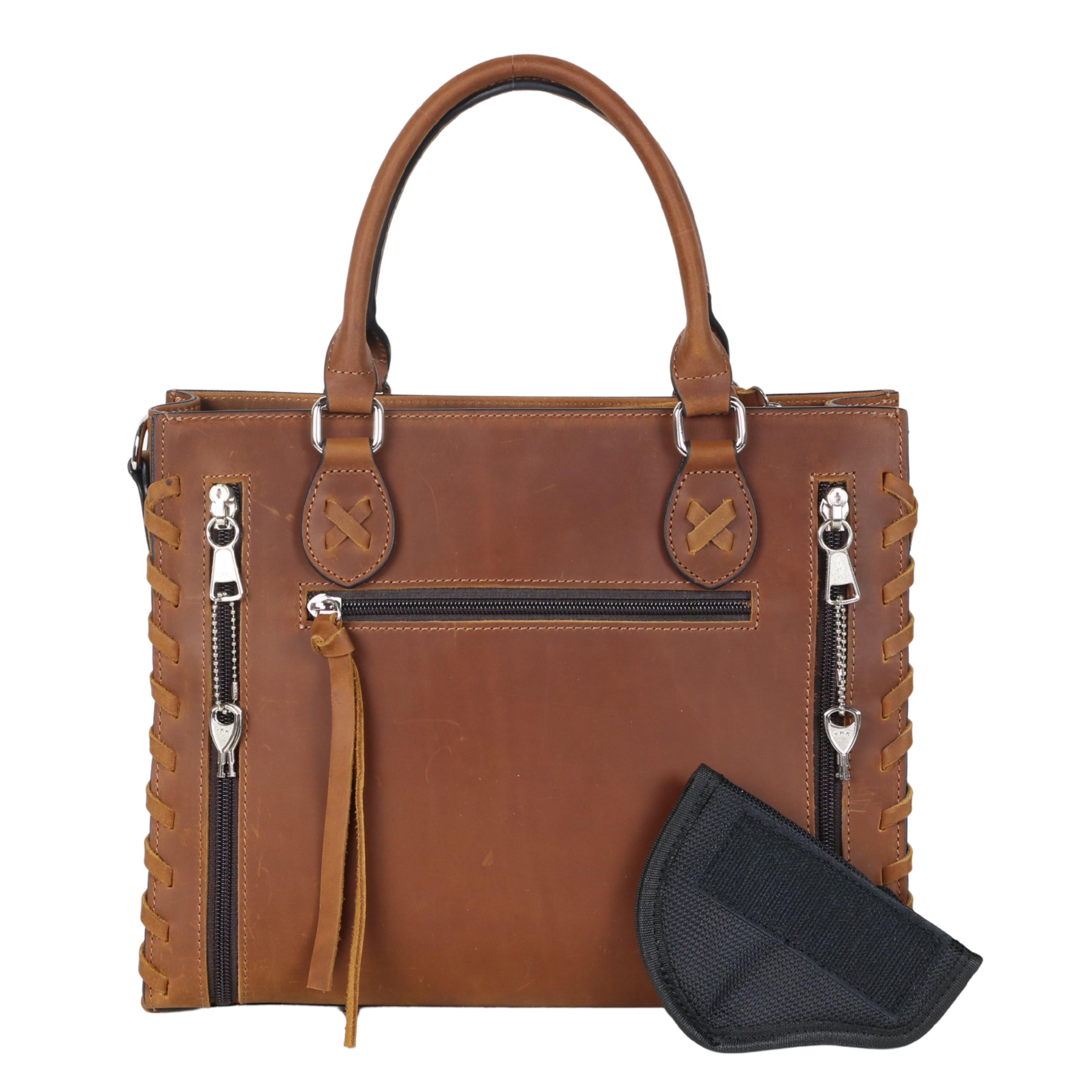 Concealed Carry Emma Leather Satchel -  Designer Concealed Carry Purse -  YKK Locking Purse with Universal Holster -  Leather Bag For Gun Owners - Easy Conceal Carry -  CCW Purse for Women - Conceal and Carry purse for Handgun - Designer Luxury Conceal Carry Handbag -  Handbag Gun and Pistol Bag - Handbag for concealed gun - Hidden Gun Bag