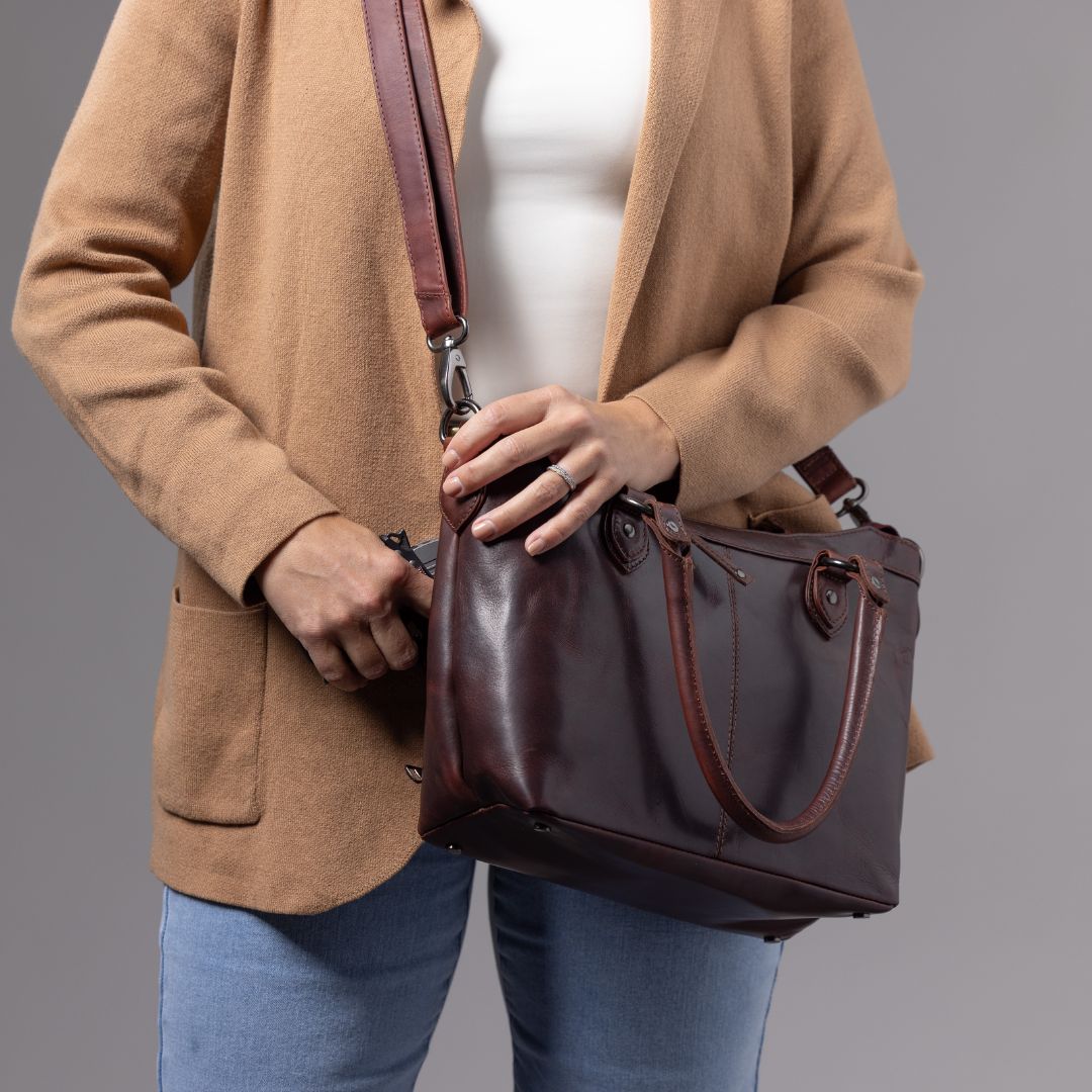 Sadie Concealed Carry Crossbody Satchel Mahogany 