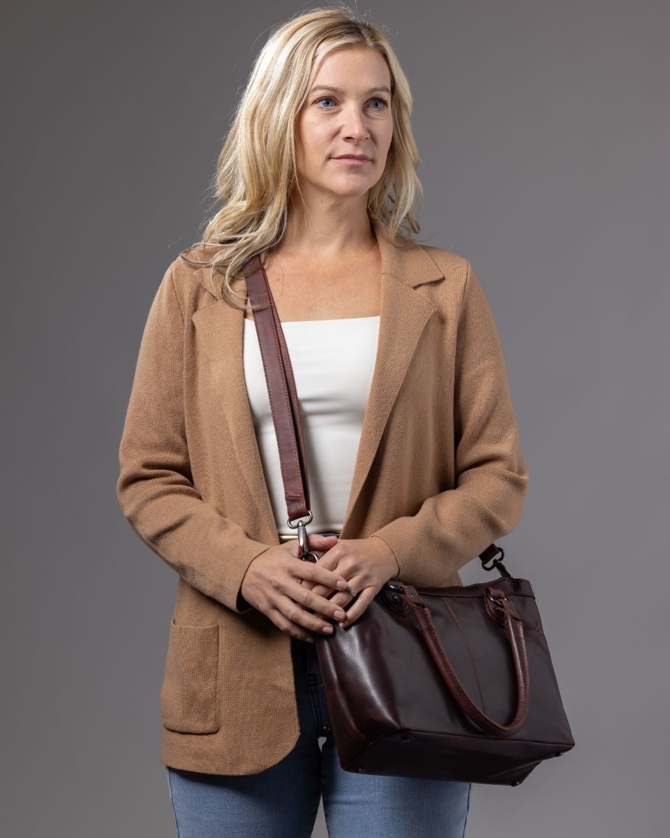 Sadie Concealed Carry Crossbody Satchel Mahogany 