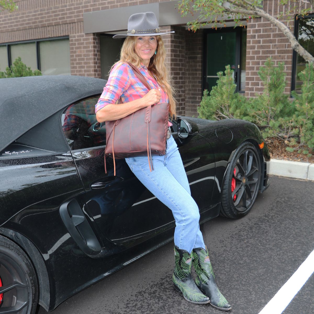 Concealed Carry Reagan Medium Leather Tote by Lady Conceal