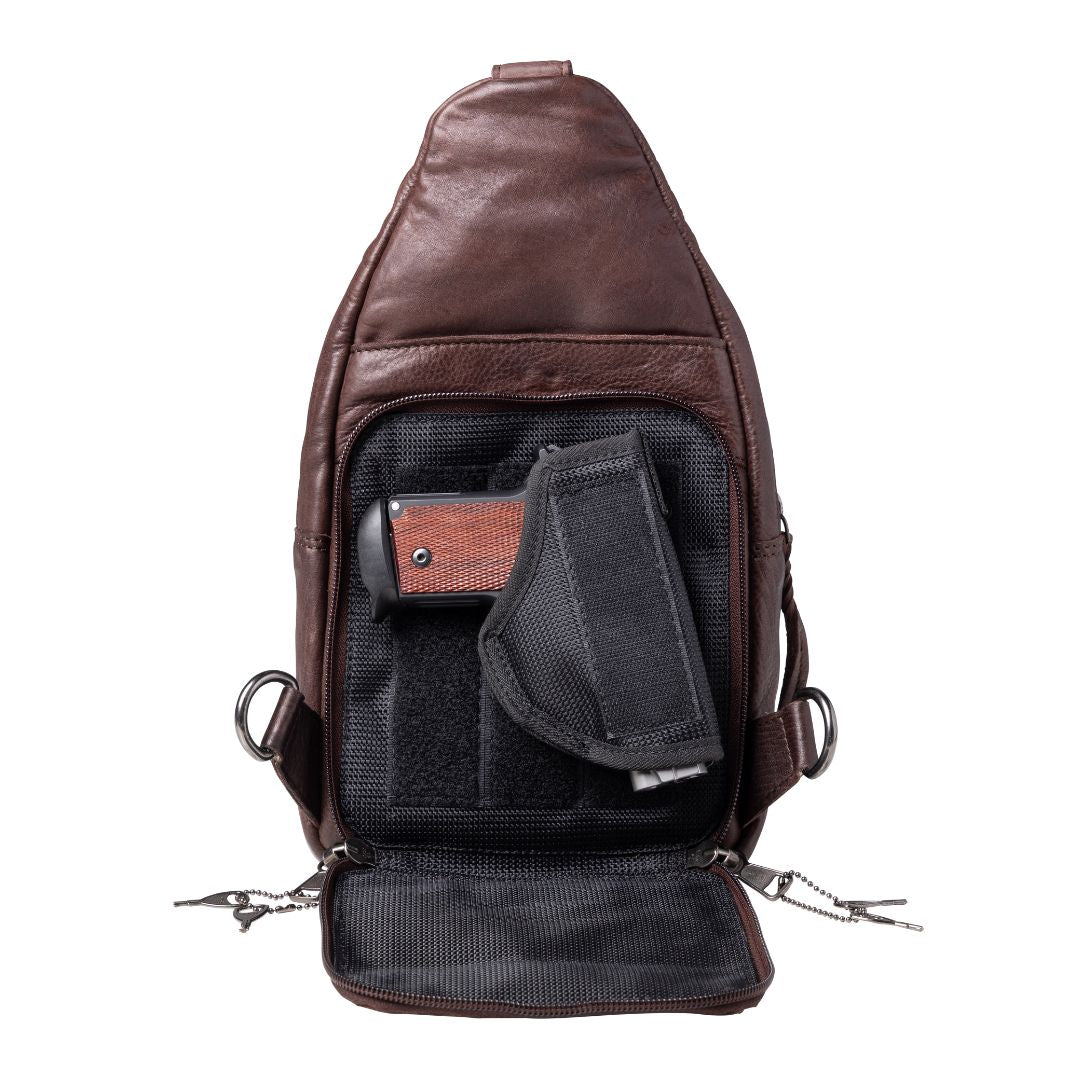 Taylor Concealed Carry Sling Dark Brown