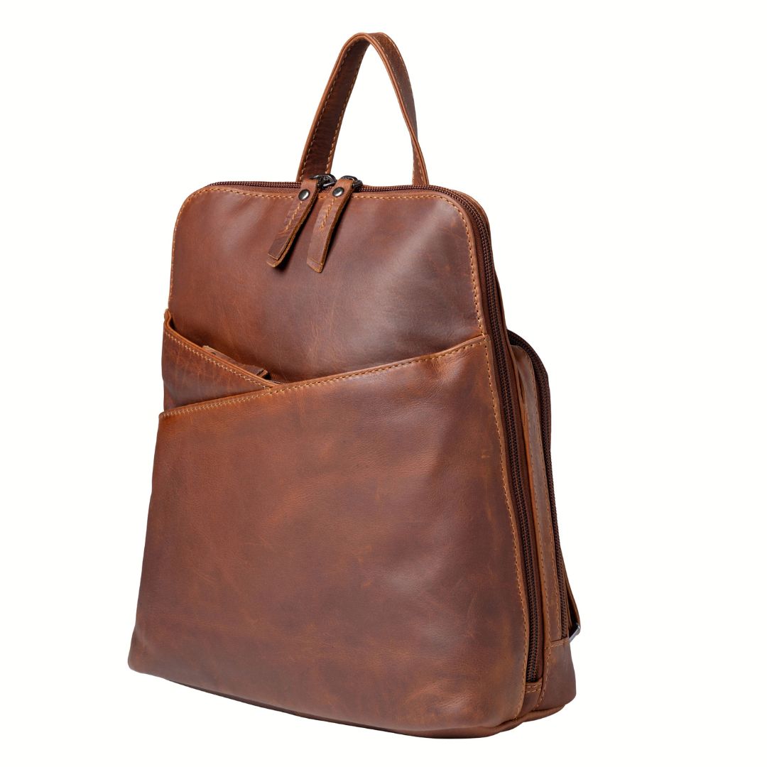 Jayden Leather Concealed Carry Backpack – Secure Firearm Storage with Locking Compartment - Locking Gun Bag - Pick Pocket Proof