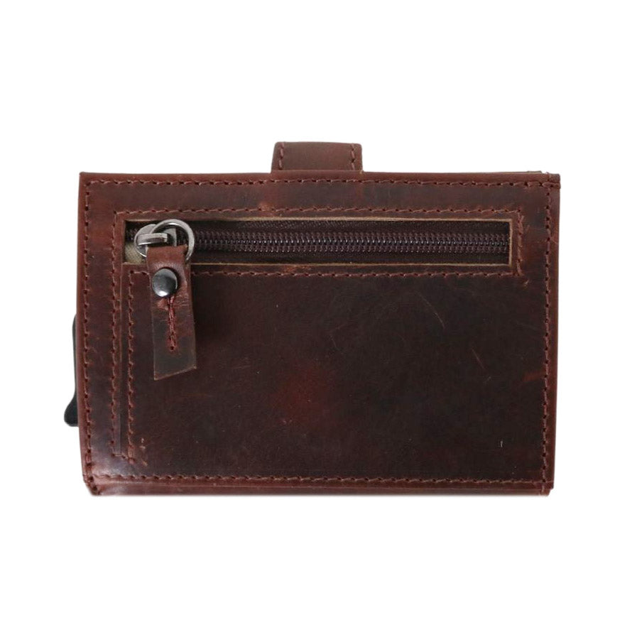 Nova RFID Compact Leather Wallet by Lady Conceal Anti Credit Card Theft RFID Protected - 100% Leather Unisex Wallet - Pop Up Wallet for Cards Bills Coins - Button Closing Wallet