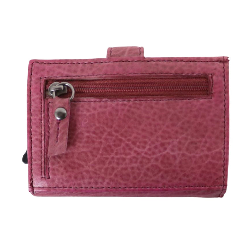 Nova RFID Compact Leather Wallet by Lady Conceal Anti Credit Card Theft RFID Protected - 100% Leather Unisex Wallet - Pop Up Wallet for Cards Bills Coins - Button Closing Wallet