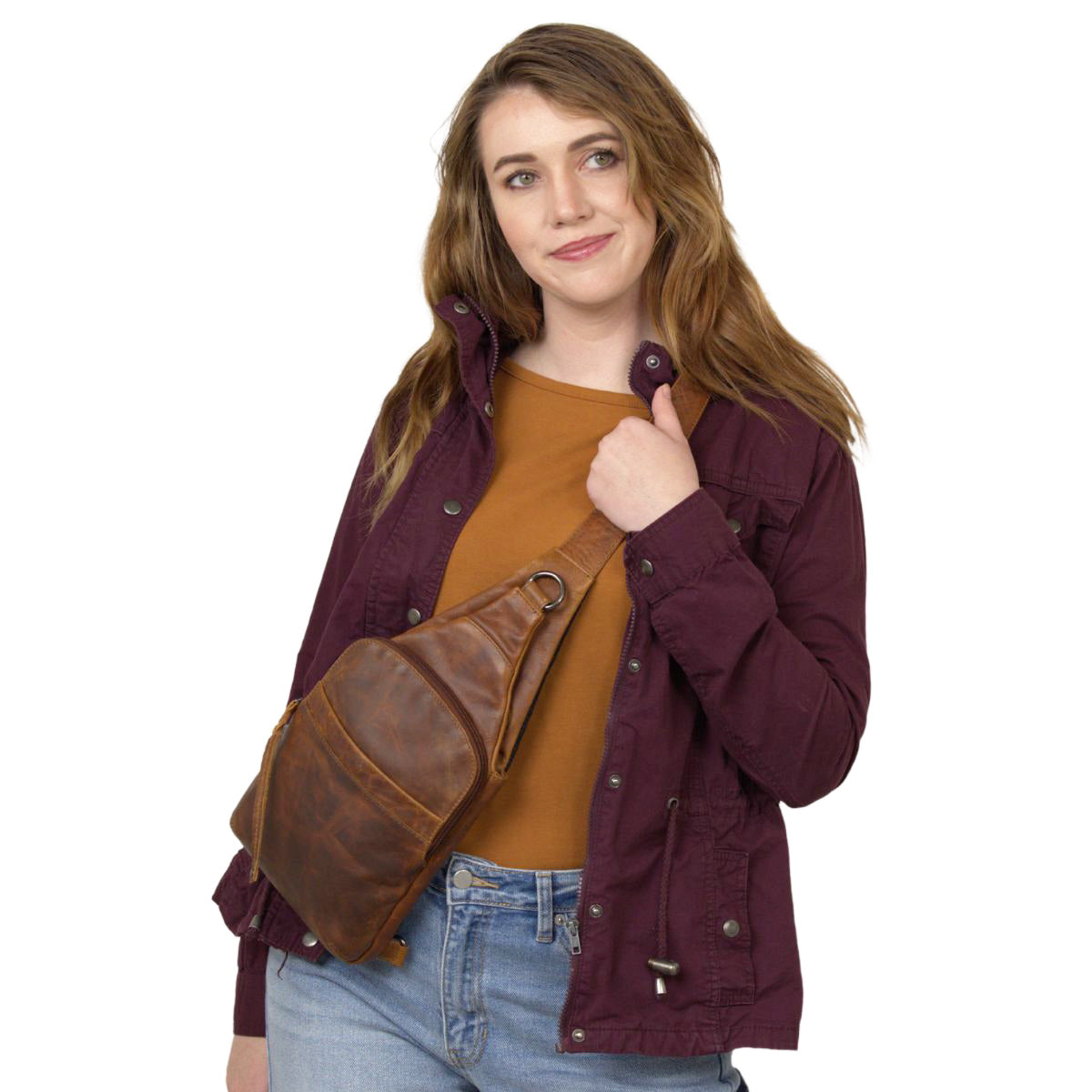 Unisex Dakota Concealed Carry Sling Cognac