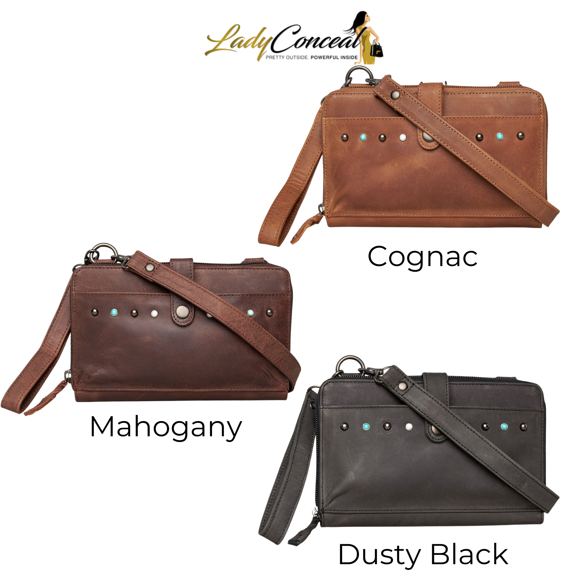-SALE- Concealed Carry Millie Leather Crossbody Organizer by Lady Conceal - Small