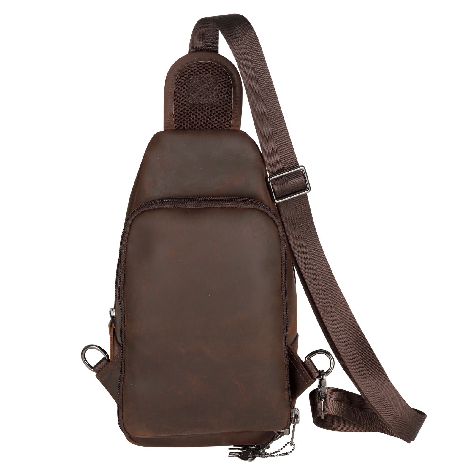 Concealed Carry Brown Leather Sling Bag, Men Gun Sling, Tactical Pistol Bag