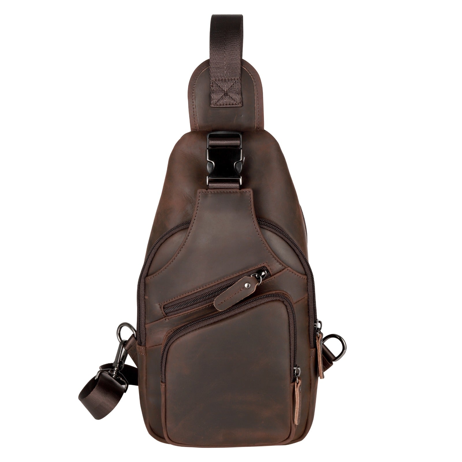 Concealed Carry Brown Leather Sling Bag, Men Gun Sling, Tactical Pistol Ba